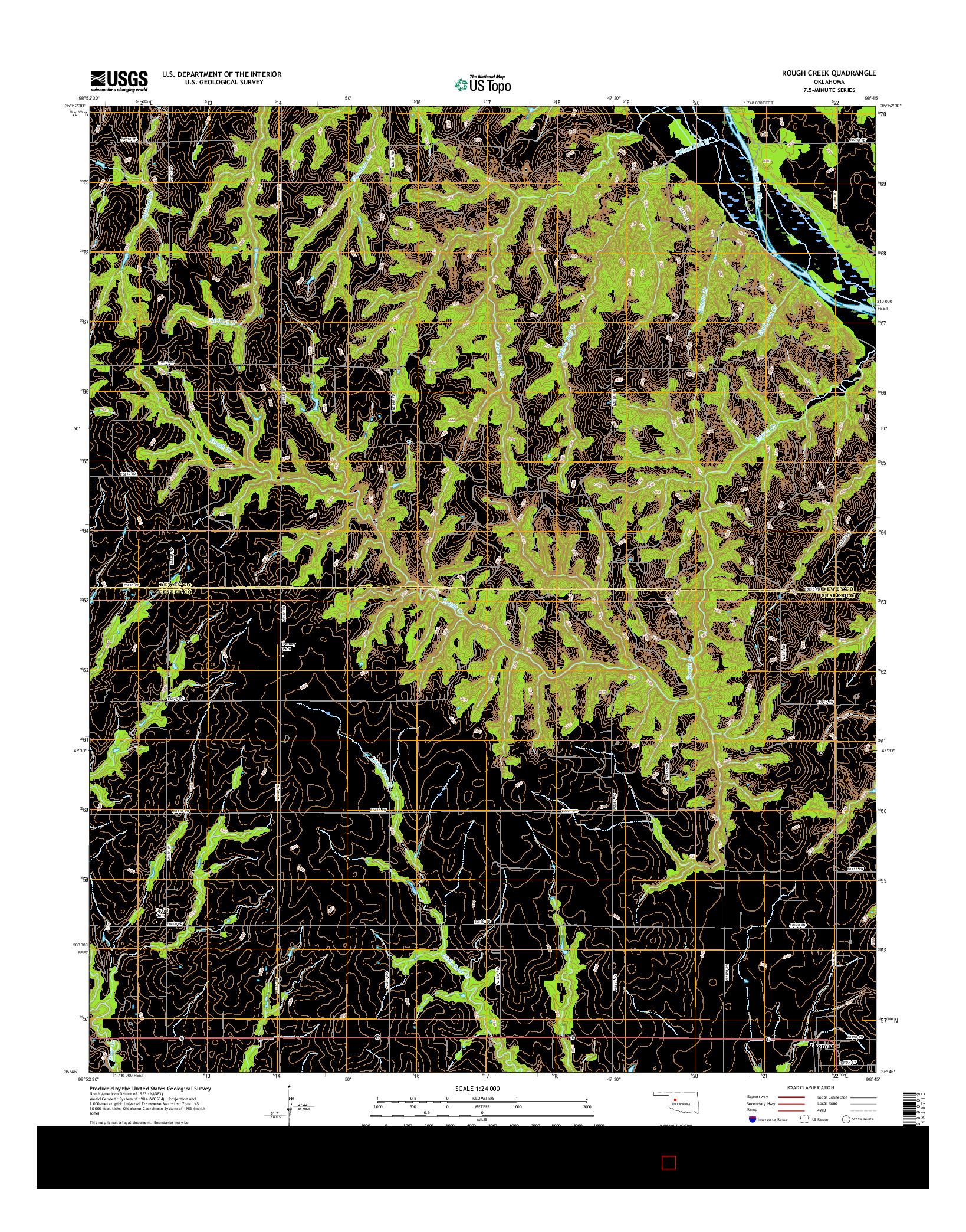 USGS US TOPO 7.5-MINUTE MAP FOR ROUGH CREEK, OK 2016