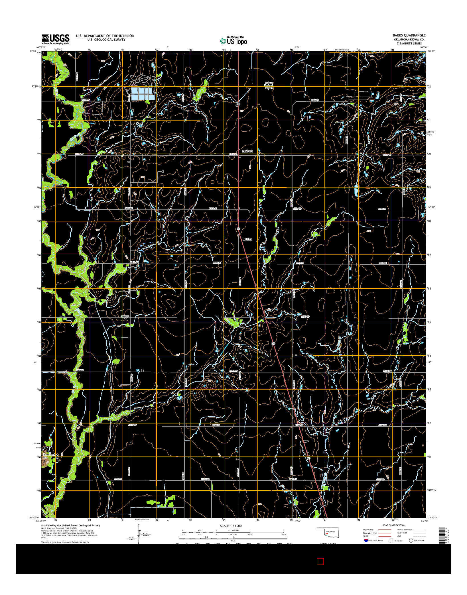 USGS US TOPO 7.5-MINUTE MAP FOR BABBS, OK 2016