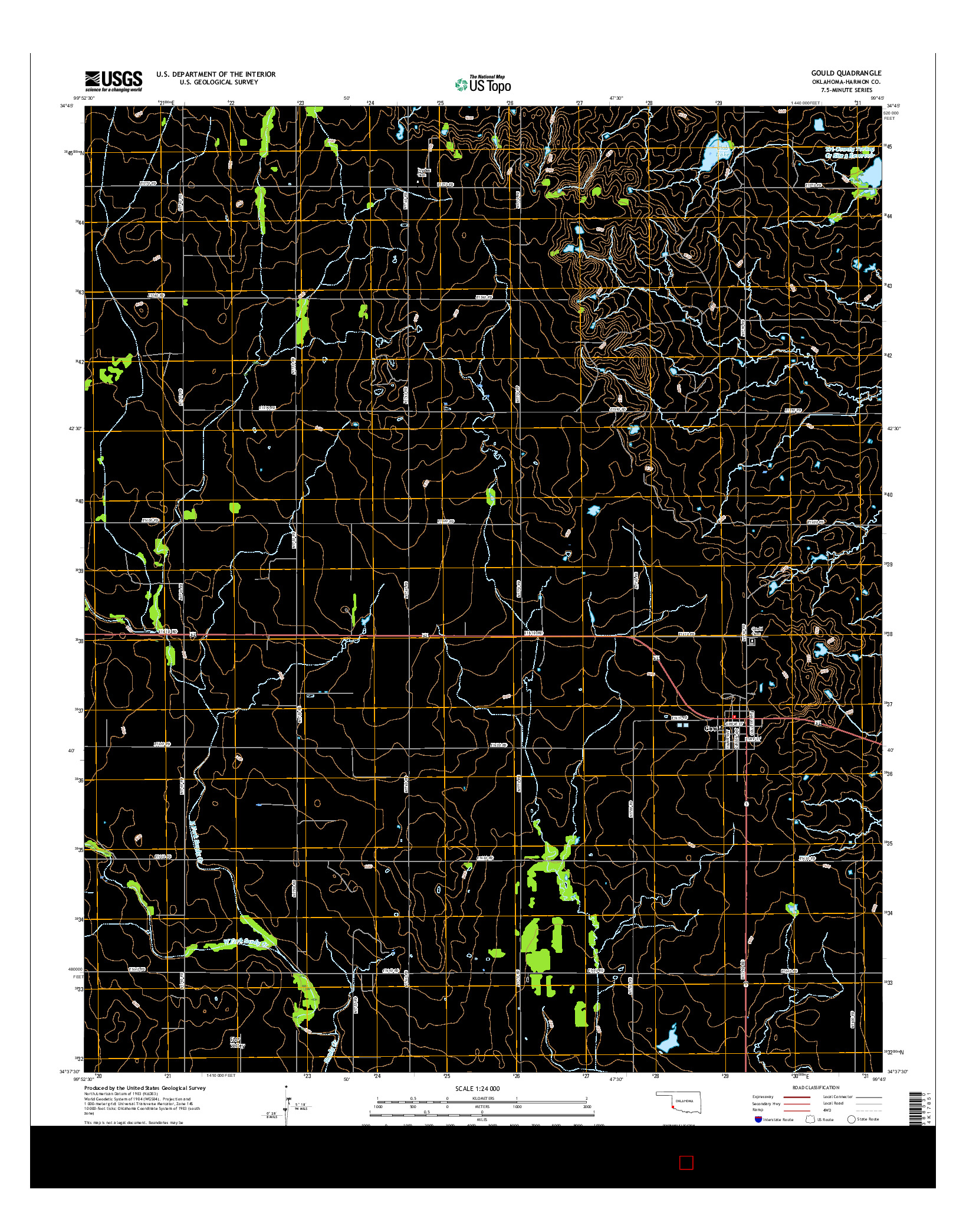 USGS US TOPO 7.5-MINUTE MAP FOR GOULD, OK 2016