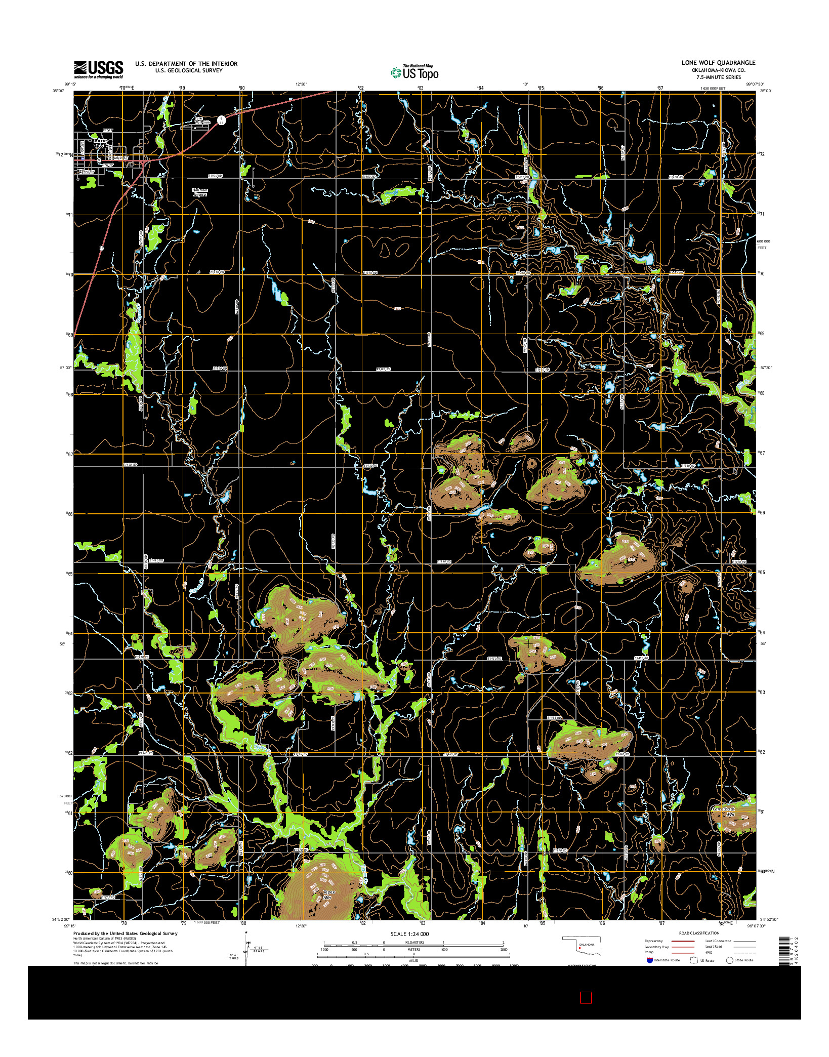 USGS US TOPO 7.5-MINUTE MAP FOR LONE WOLF, OK 2016