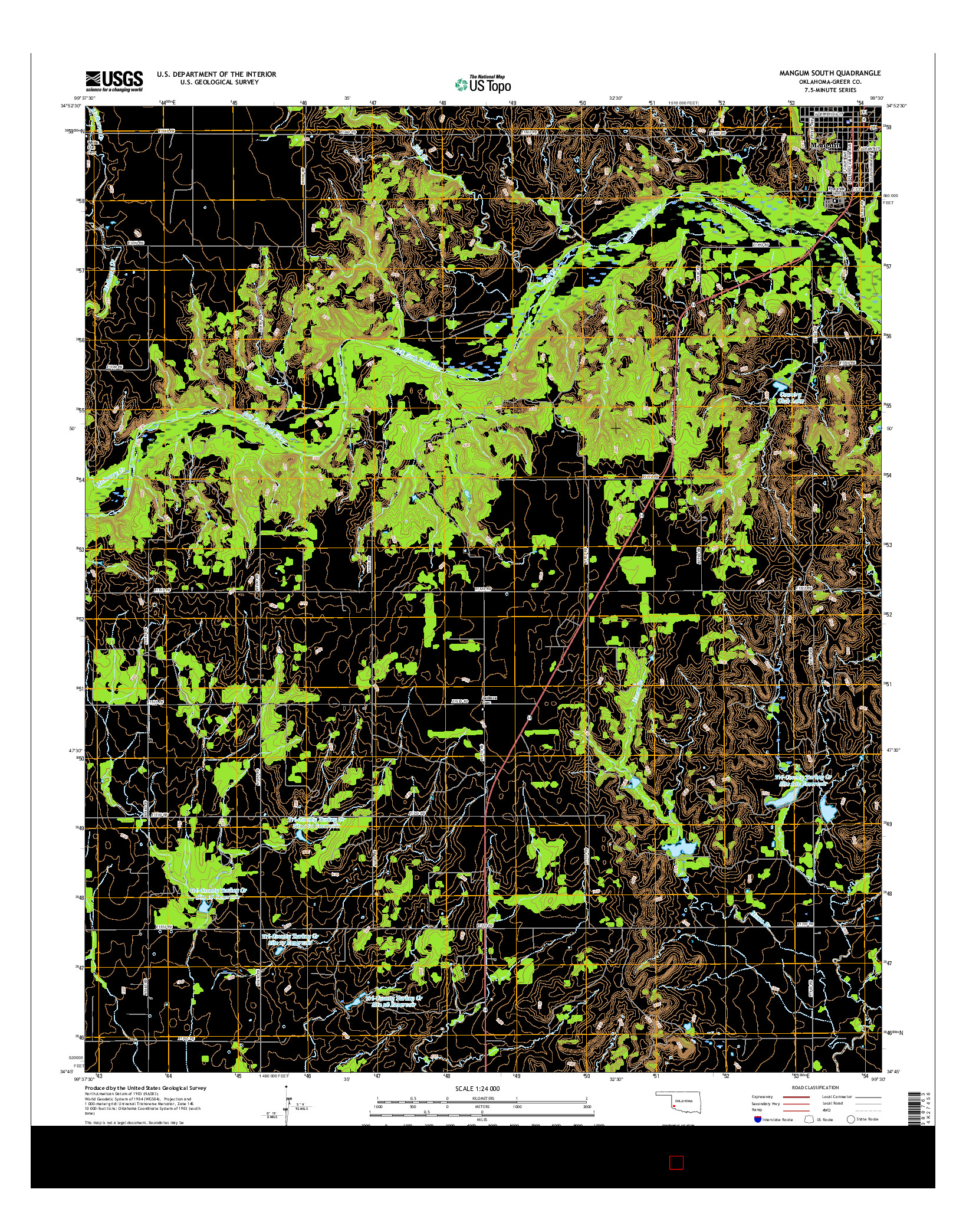 USGS US TOPO 7.5-MINUTE MAP FOR MANGUM SOUTH, OK 2016