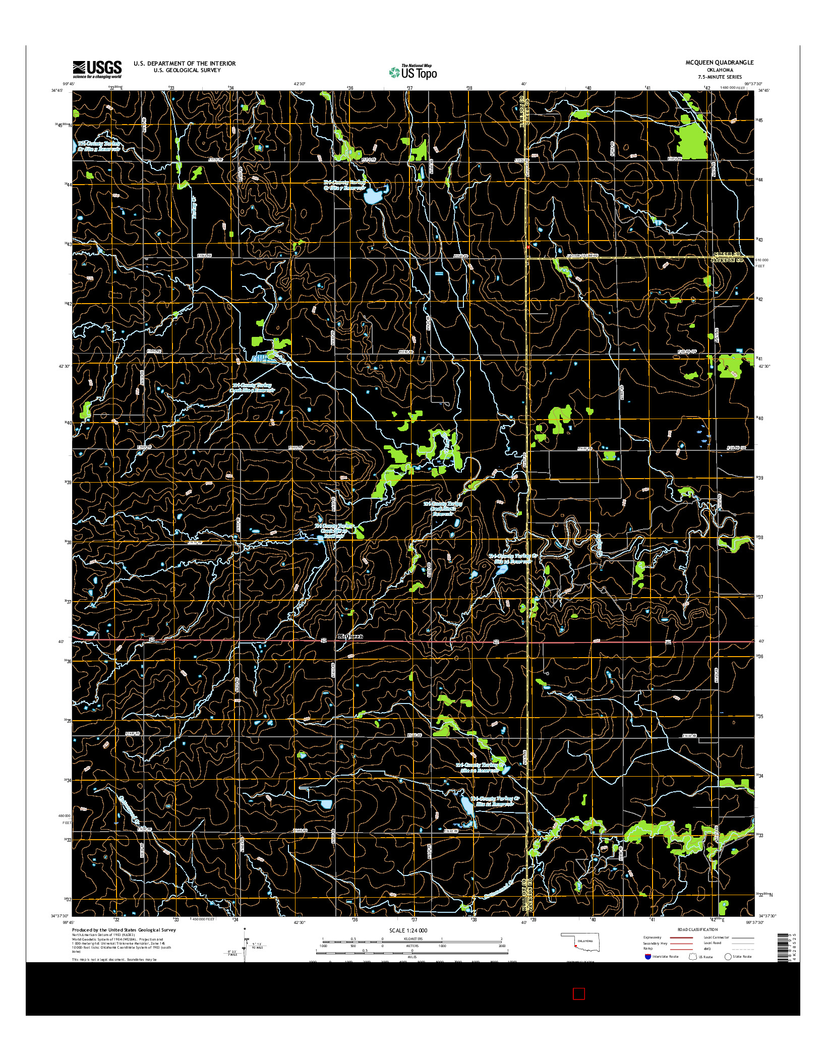 USGS US TOPO 7.5-MINUTE MAP FOR MCQUEEN, OK 2016