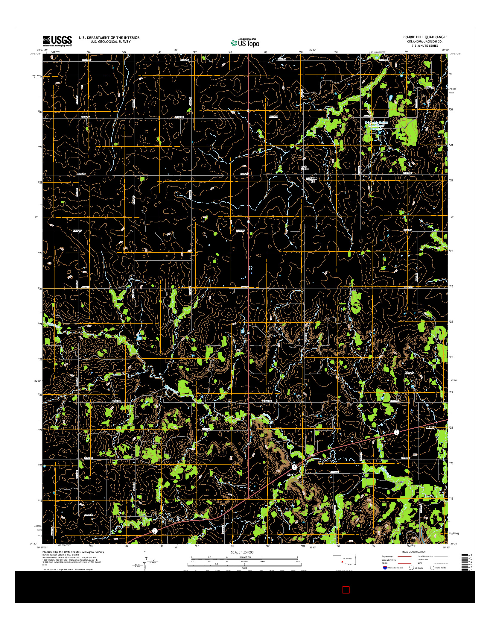 USGS US TOPO 7.5-MINUTE MAP FOR PRAIRIE HILL, OK 2016