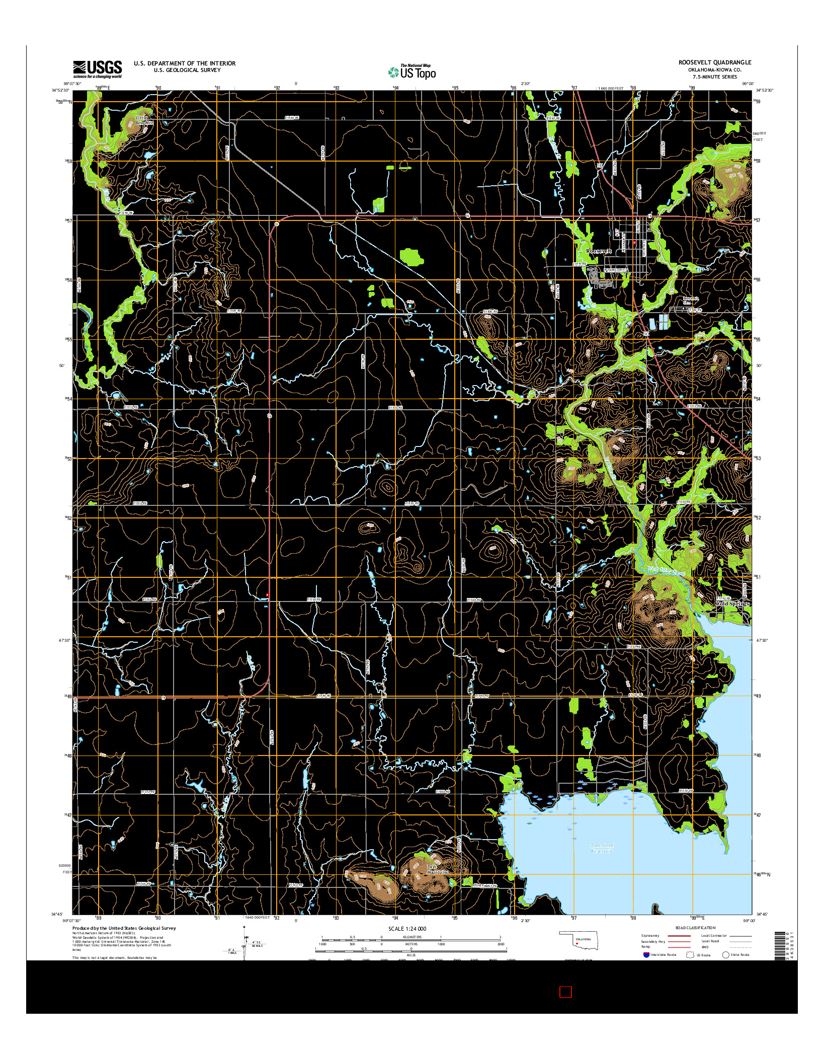 USGS US TOPO 7.5-MINUTE MAP FOR ROOSEVELT, OK 2016