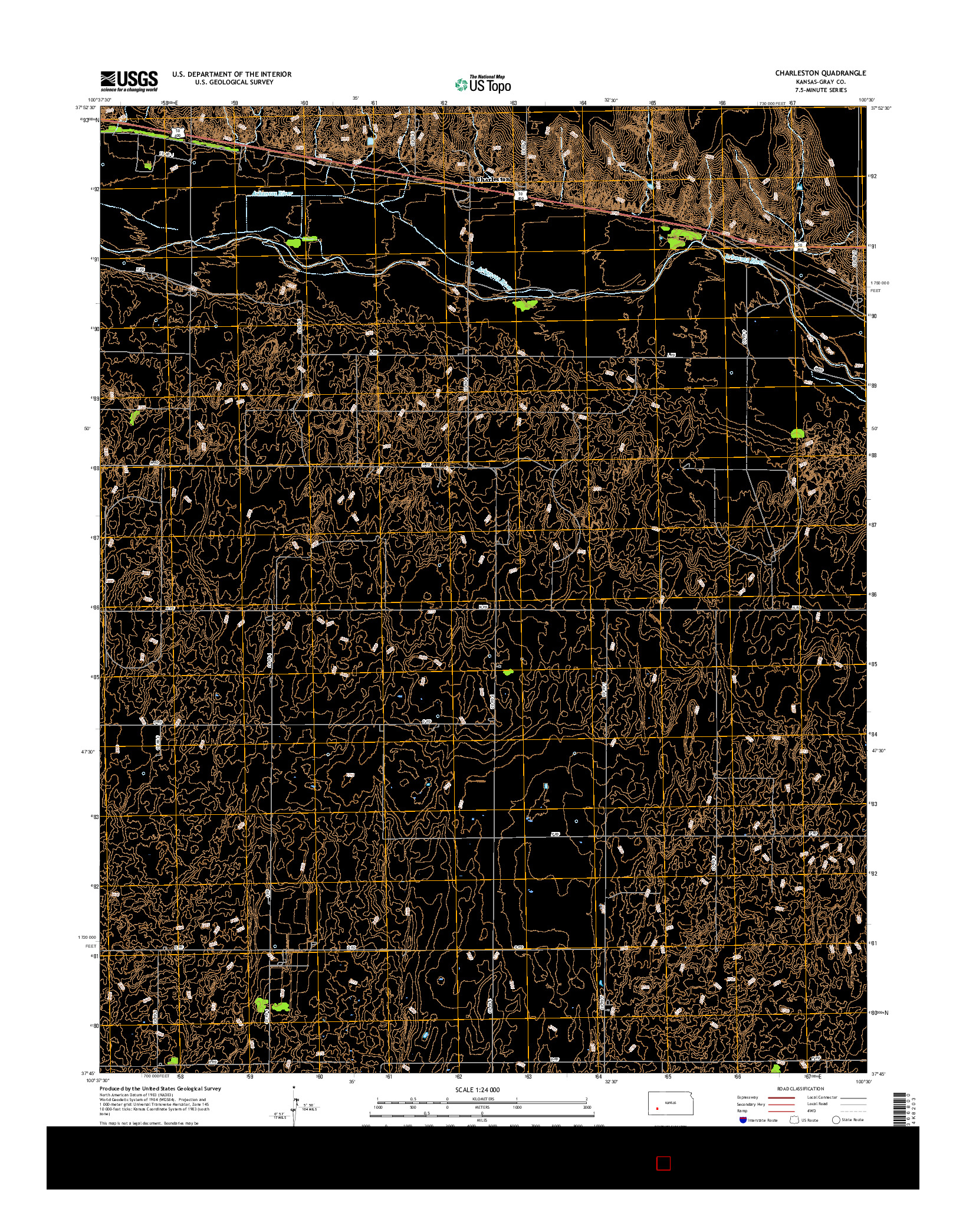 USGS US TOPO 7.5-MINUTE MAP FOR CHARLESTON, KS 2016