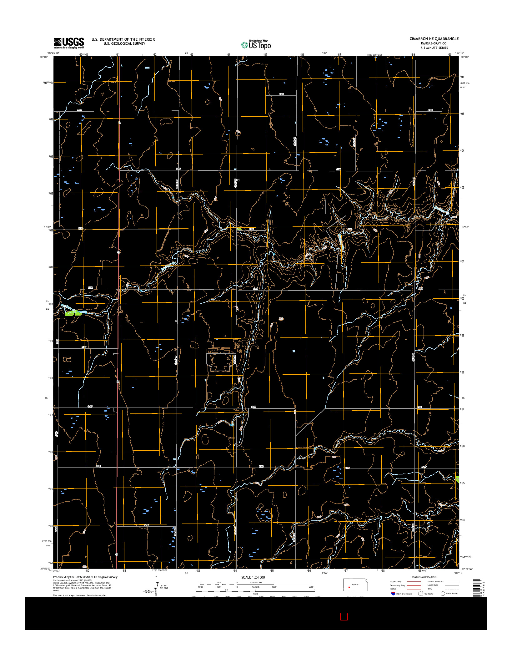 USGS US TOPO 7.5-MINUTE MAP FOR CIMARRON NE, KS 2016