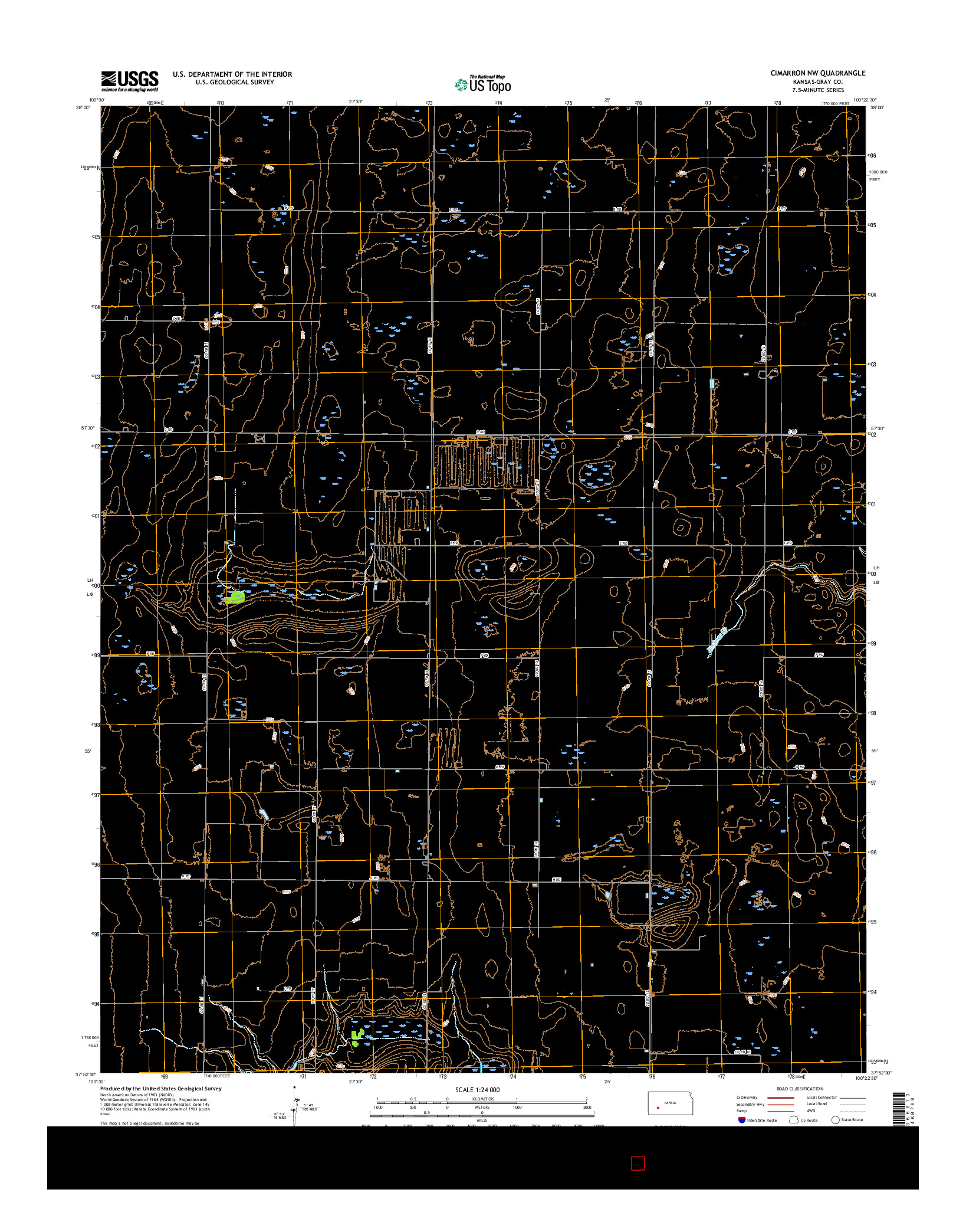 USGS US TOPO 7.5-MINUTE MAP FOR CIMARRON NW, KS 2016