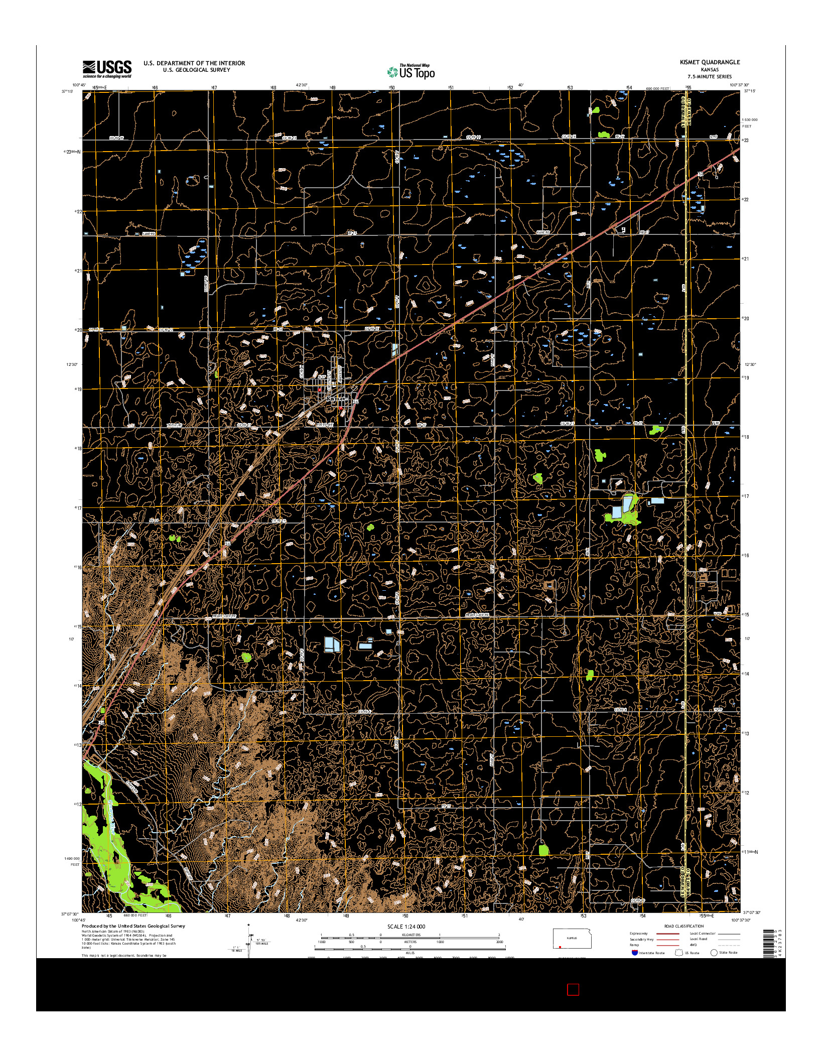 USGS US TOPO 7.5-MINUTE MAP FOR KISMET, KS 2016