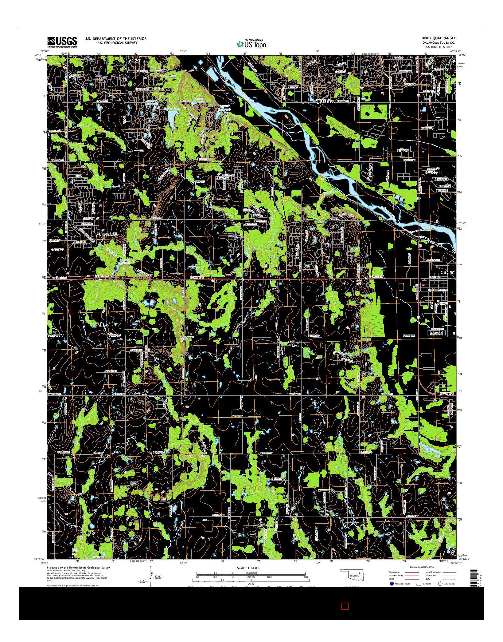 USGS US TOPO 7.5-MINUTE MAP FOR BIXBY, OK 2016