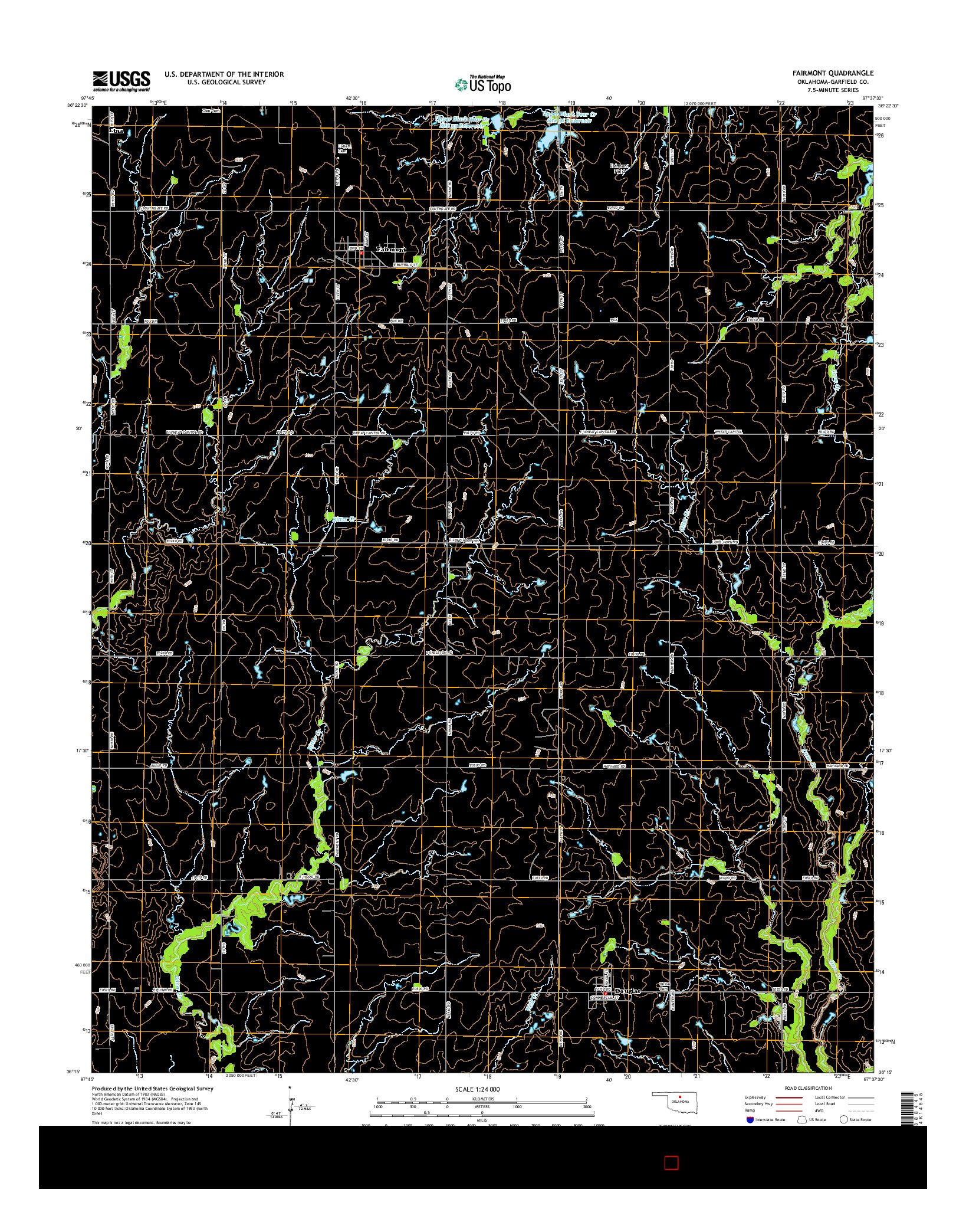 USGS US TOPO 7.5-MINUTE MAP FOR FAIRMONT, OK 2016