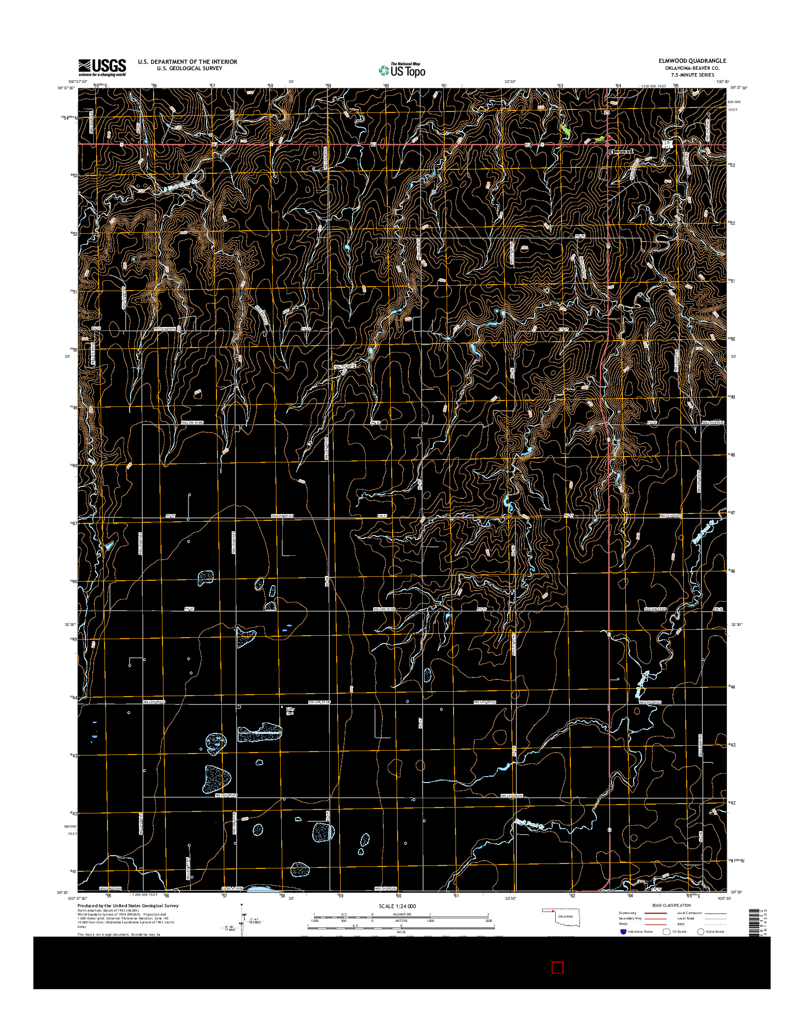 USGS US TOPO 7.5-MINUTE MAP FOR ELMWOOD, OK 2016