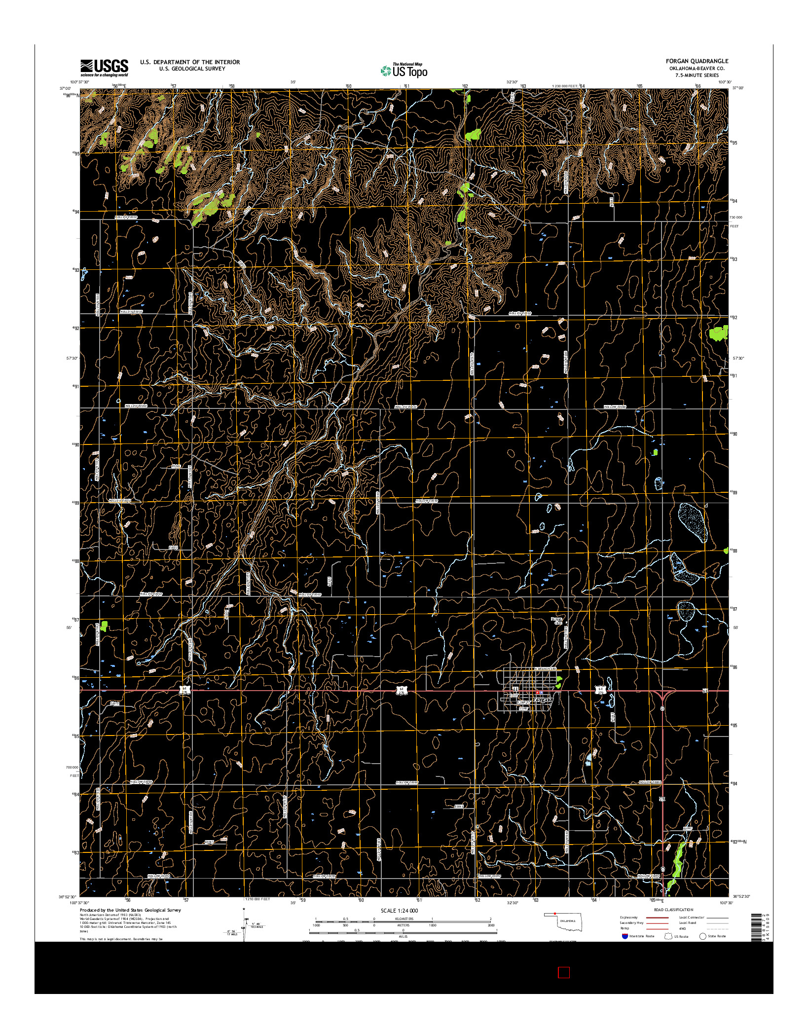 USGS US TOPO 7.5-MINUTE MAP FOR FORGAN, OK 2016