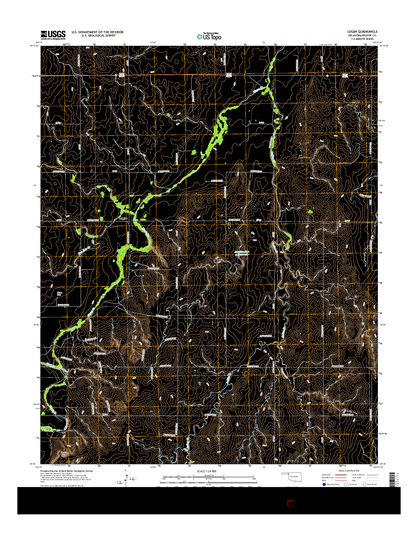 USGS US TOPO 7.5-MINUTE MAP FOR LOGAN, OK 2016