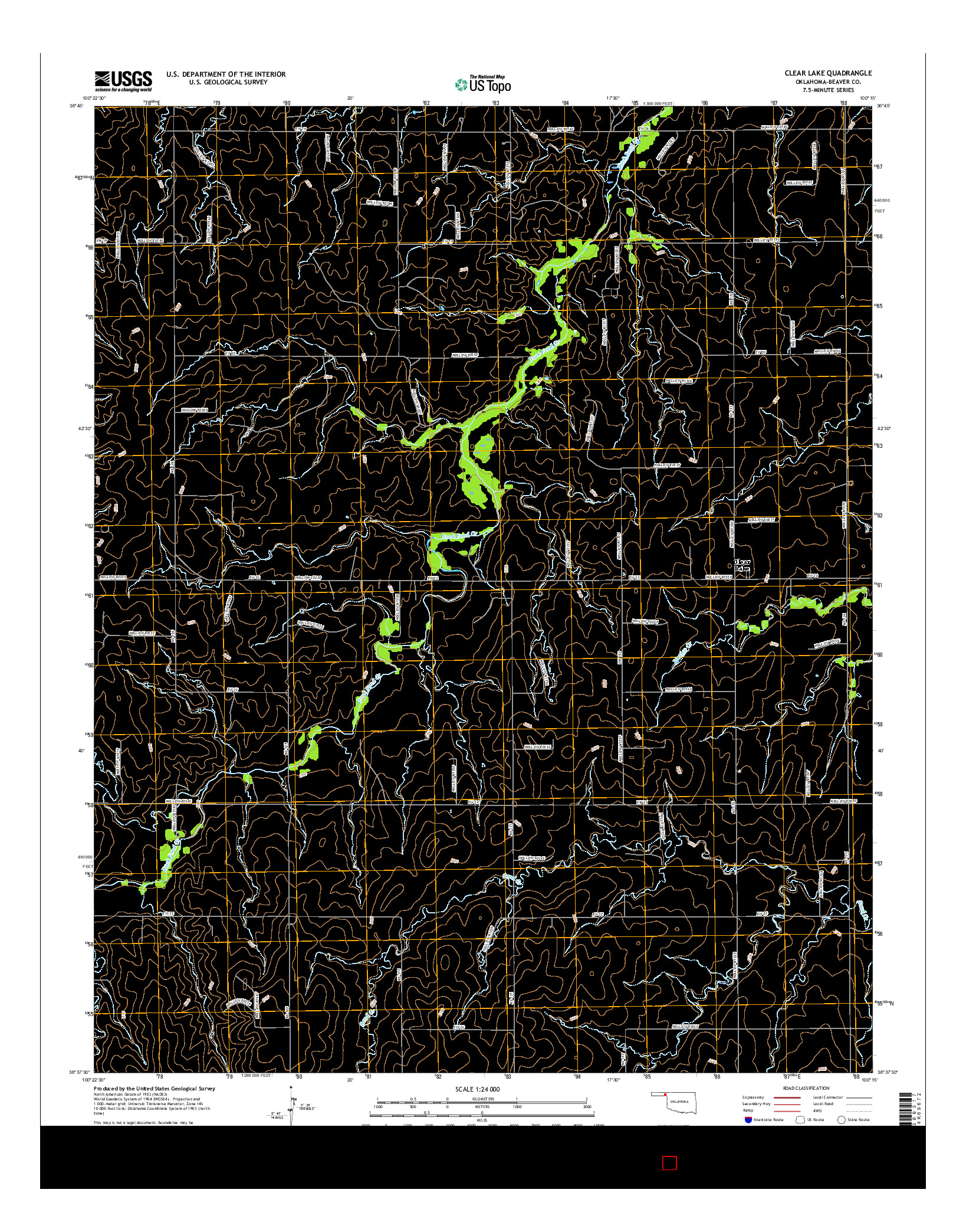 USGS US TOPO 7.5-MINUTE MAP FOR CLEAR LAKE, OK 2016