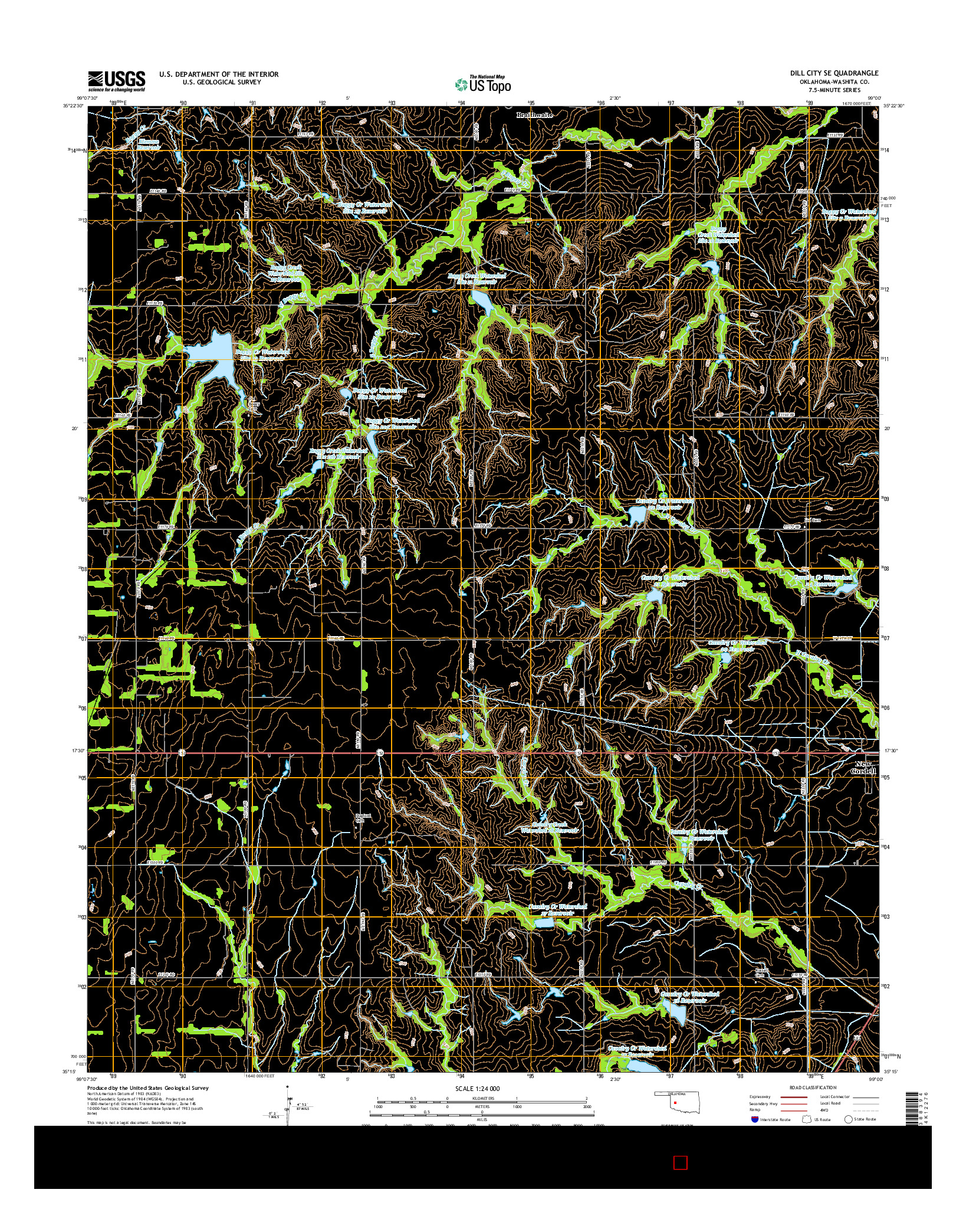 USGS US TOPO 7.5-MINUTE MAP FOR DILL CITY SE, OK 2016