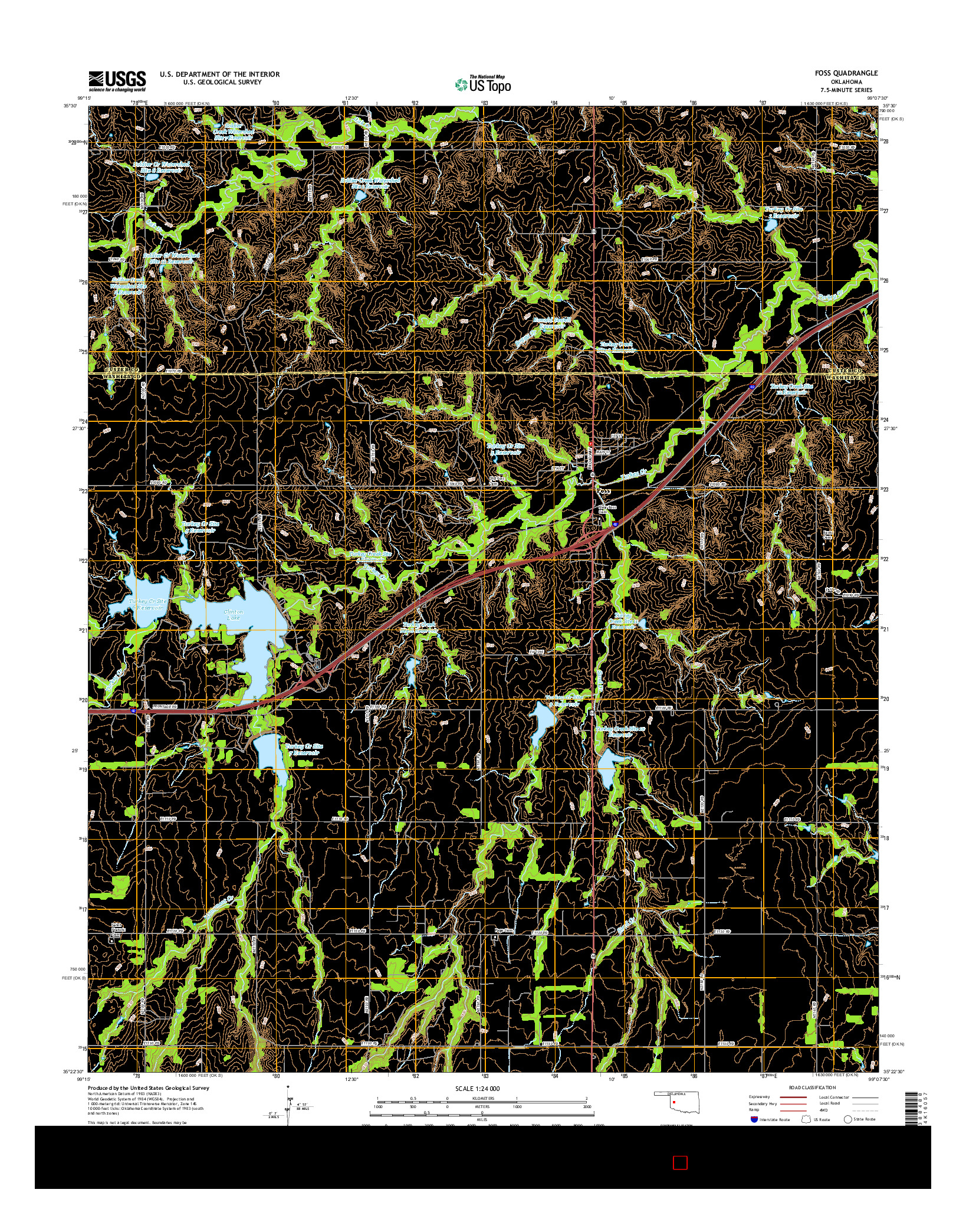 USGS US TOPO 7.5-MINUTE MAP FOR FOSS, OK 2016