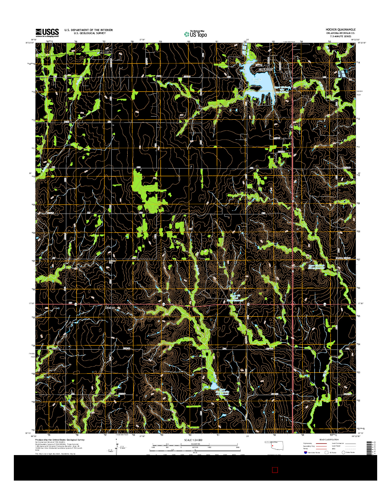 USGS US TOPO 7.5-MINUTE MAP FOR HOCKER, OK 2016