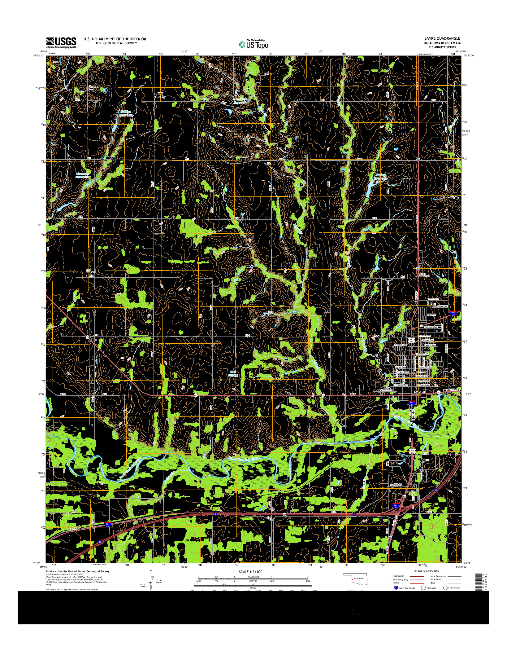 USGS US TOPO 7.5-MINUTE MAP FOR SAYRE, OK 2016