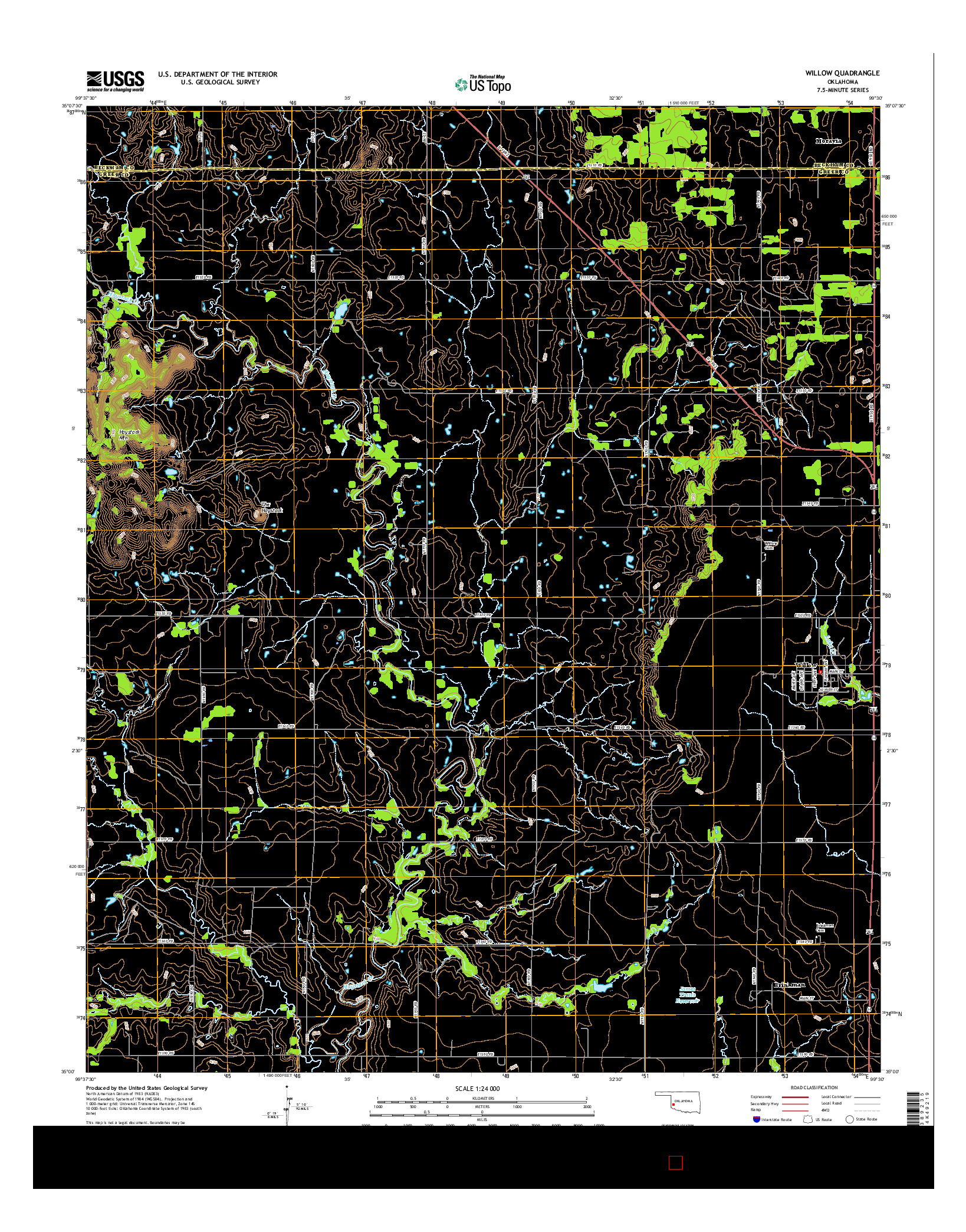 USGS US TOPO 7.5-MINUTE MAP FOR WILLOW, OK 2016