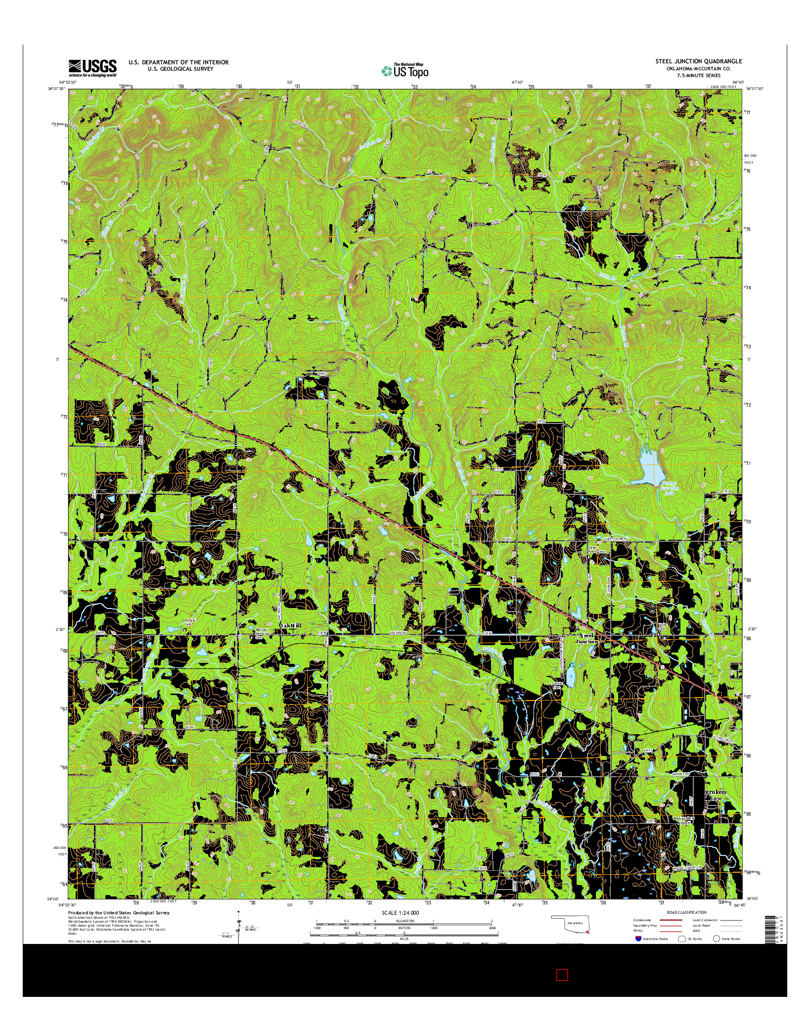 USGS US TOPO 7.5-MINUTE MAP FOR STEEL JUNCTION, OK 2016