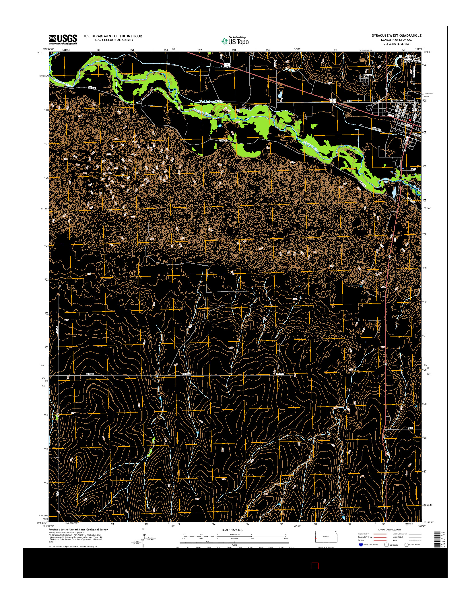 USGS US TOPO 7.5-MINUTE MAP FOR SYRACUSE WEST, KS 2016