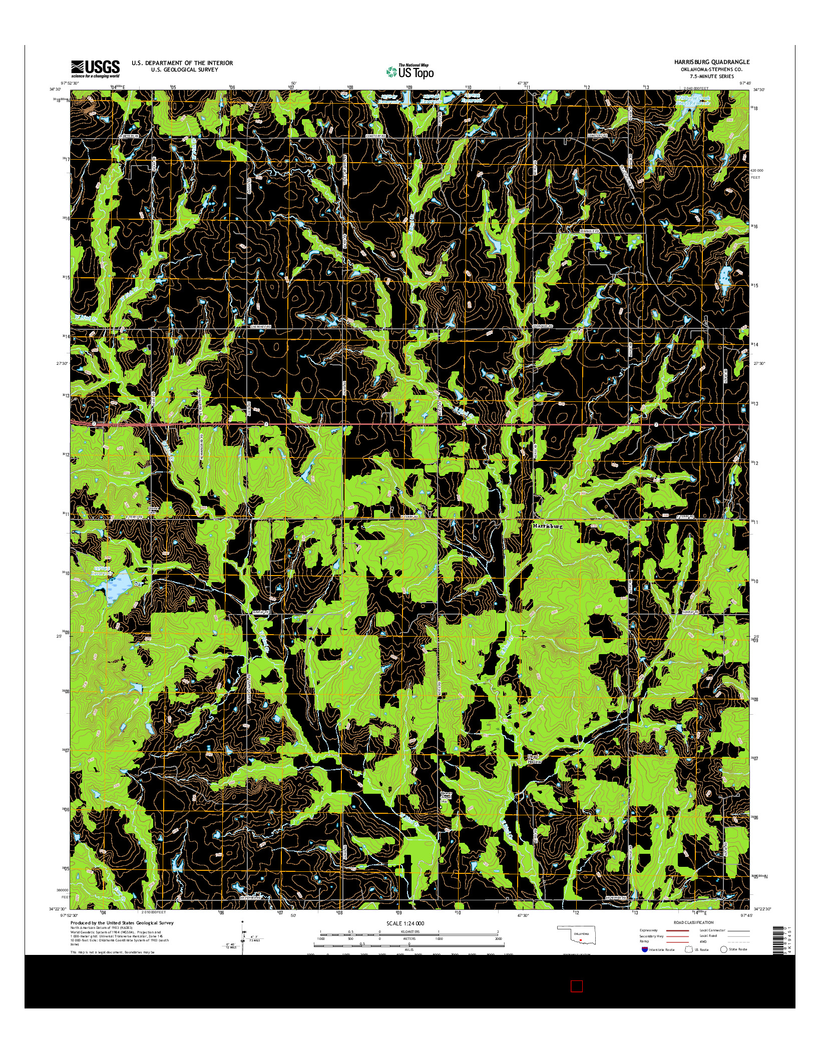 USGS US TOPO 7.5-MINUTE MAP FOR HARRISBURG, OK 2016