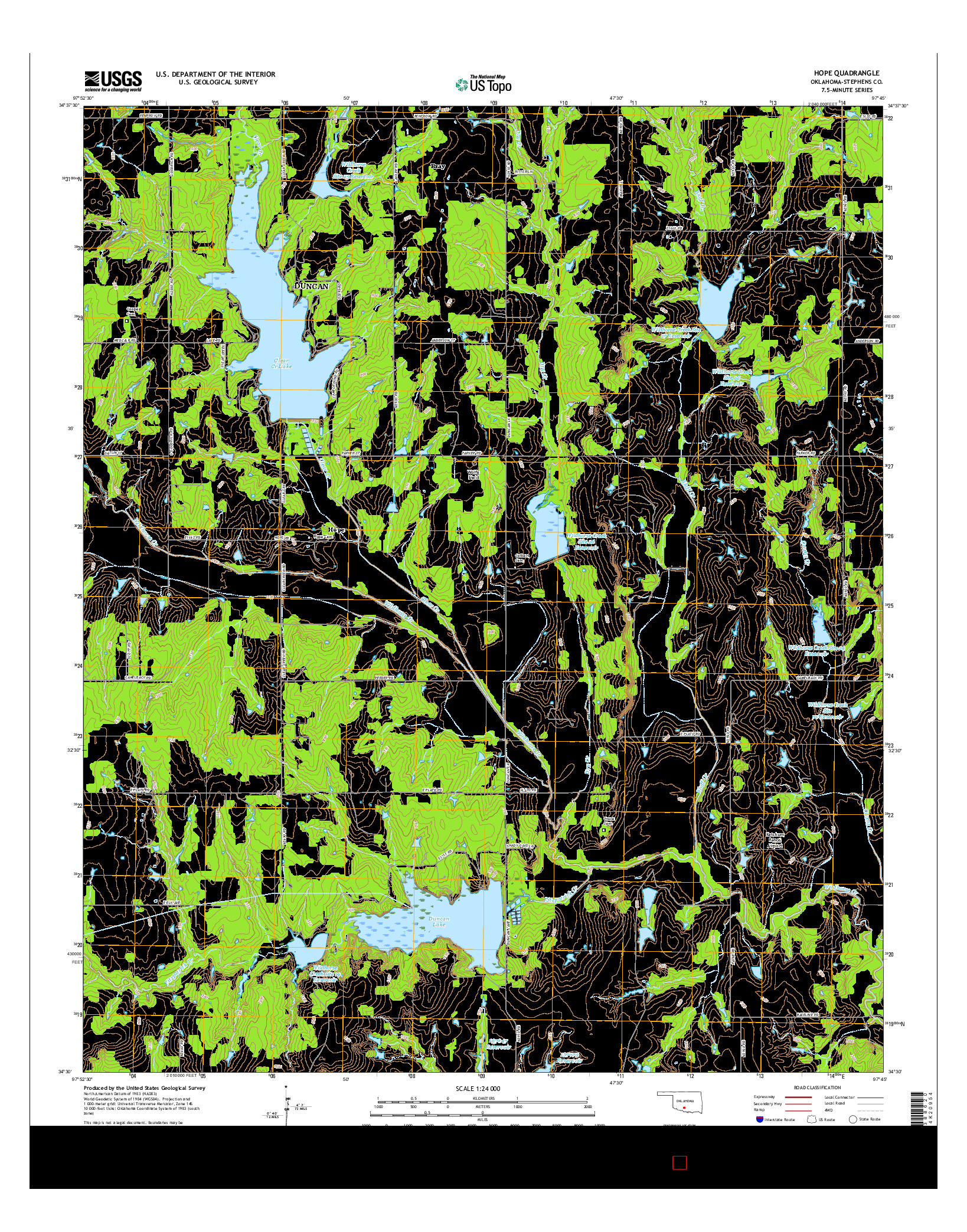 USGS US TOPO 7.5-MINUTE MAP FOR HOPE, OK 2016