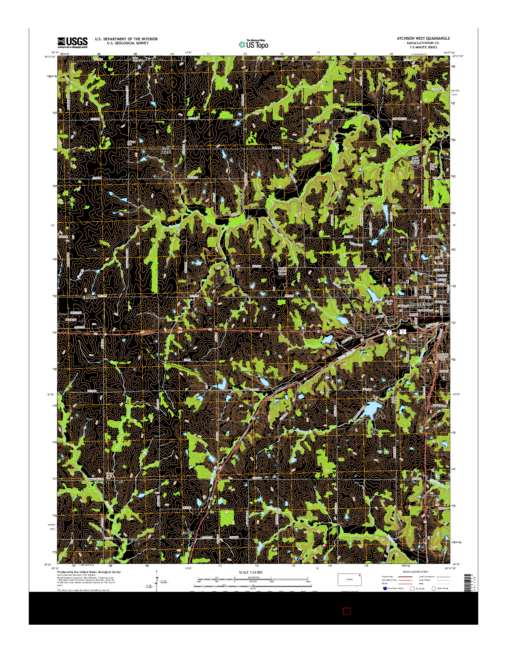 USGS US TOPO 7.5-MINUTE MAP FOR ATCHISON WEST, KS 2016