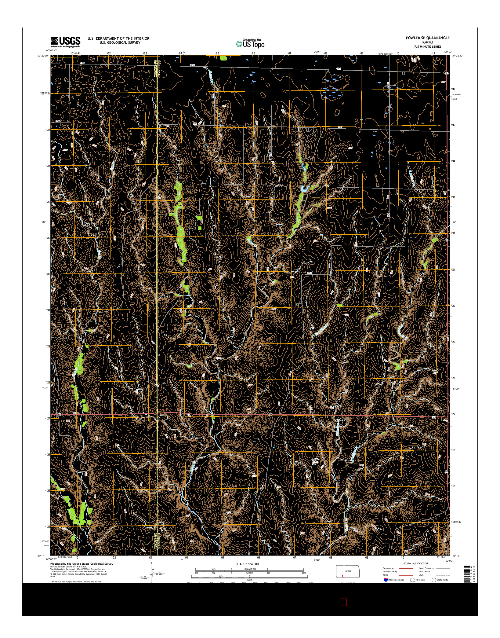 USGS US TOPO 7.5-MINUTE MAP FOR FOWLER SE, KS 2016