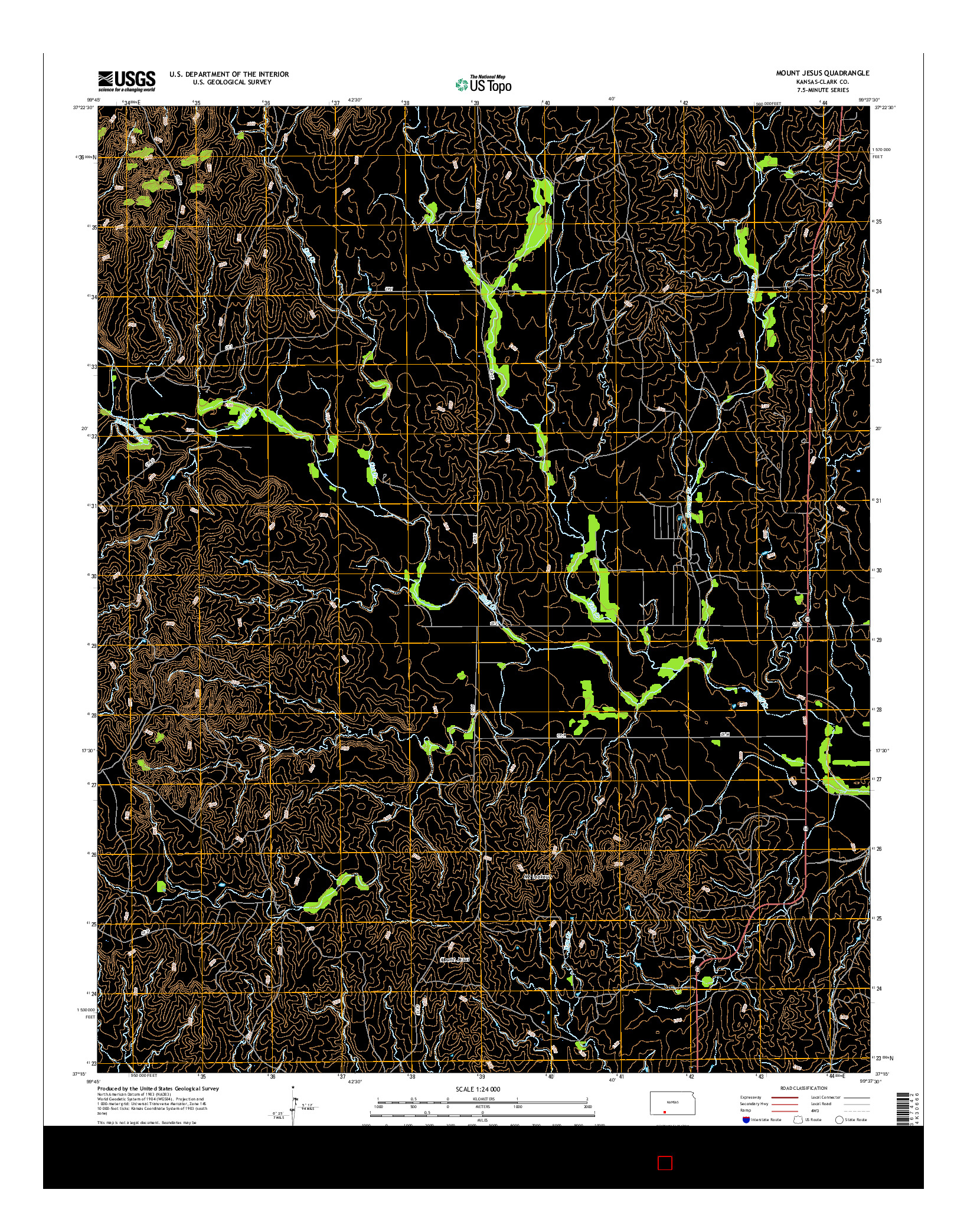 USGS US TOPO 7.5-MINUTE MAP FOR MOUNT JESUS, KS 2016