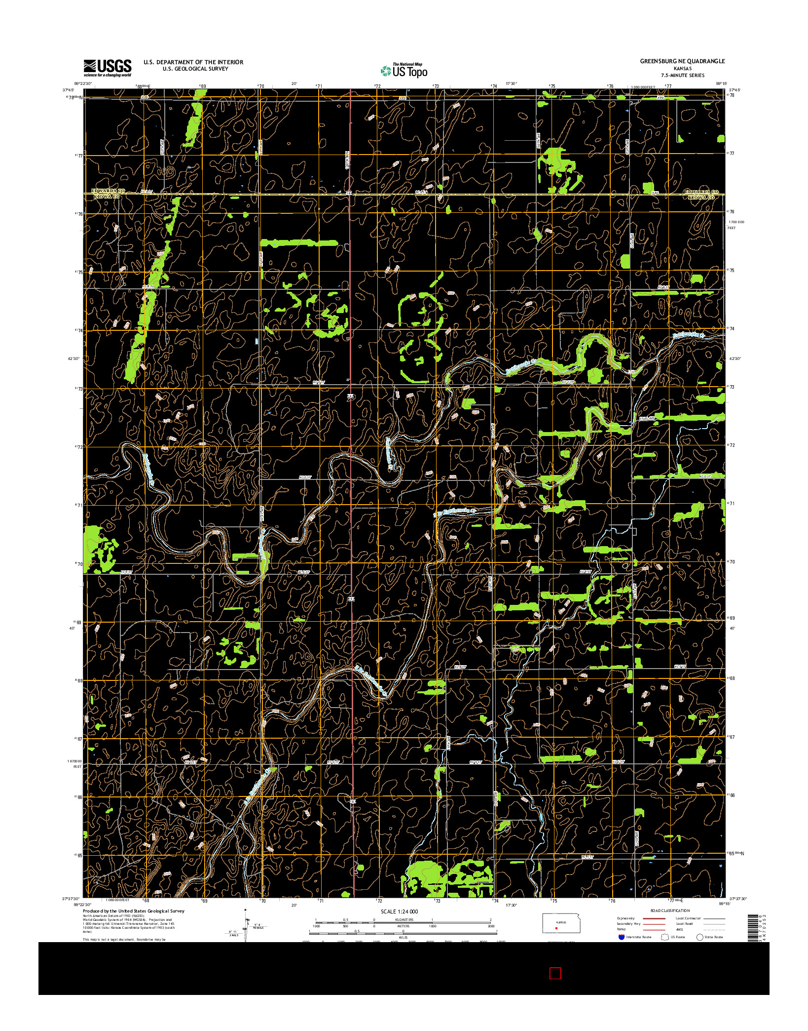 USGS US TOPO 7.5-MINUTE MAP FOR GREENSBURG NE, KS 2016