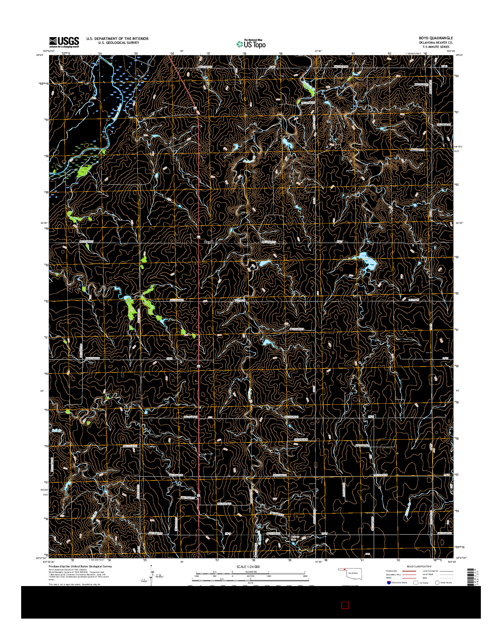 USGS US TOPO 7.5-MINUTE MAP FOR BOYD, OK 2016