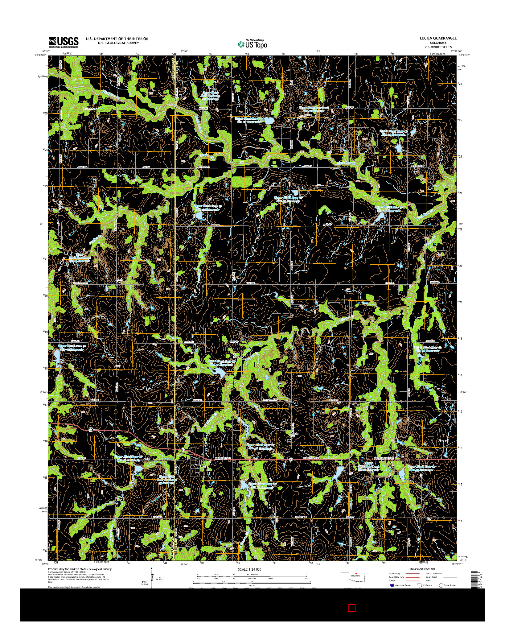 USGS US TOPO 7.5-MINUTE MAP FOR LUCIEN, OK 2016