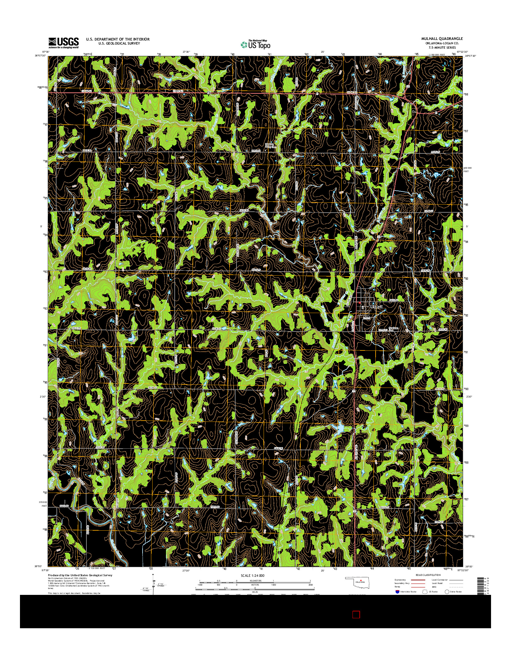 USGS US TOPO 7.5-MINUTE MAP FOR MULHALL, OK 2016