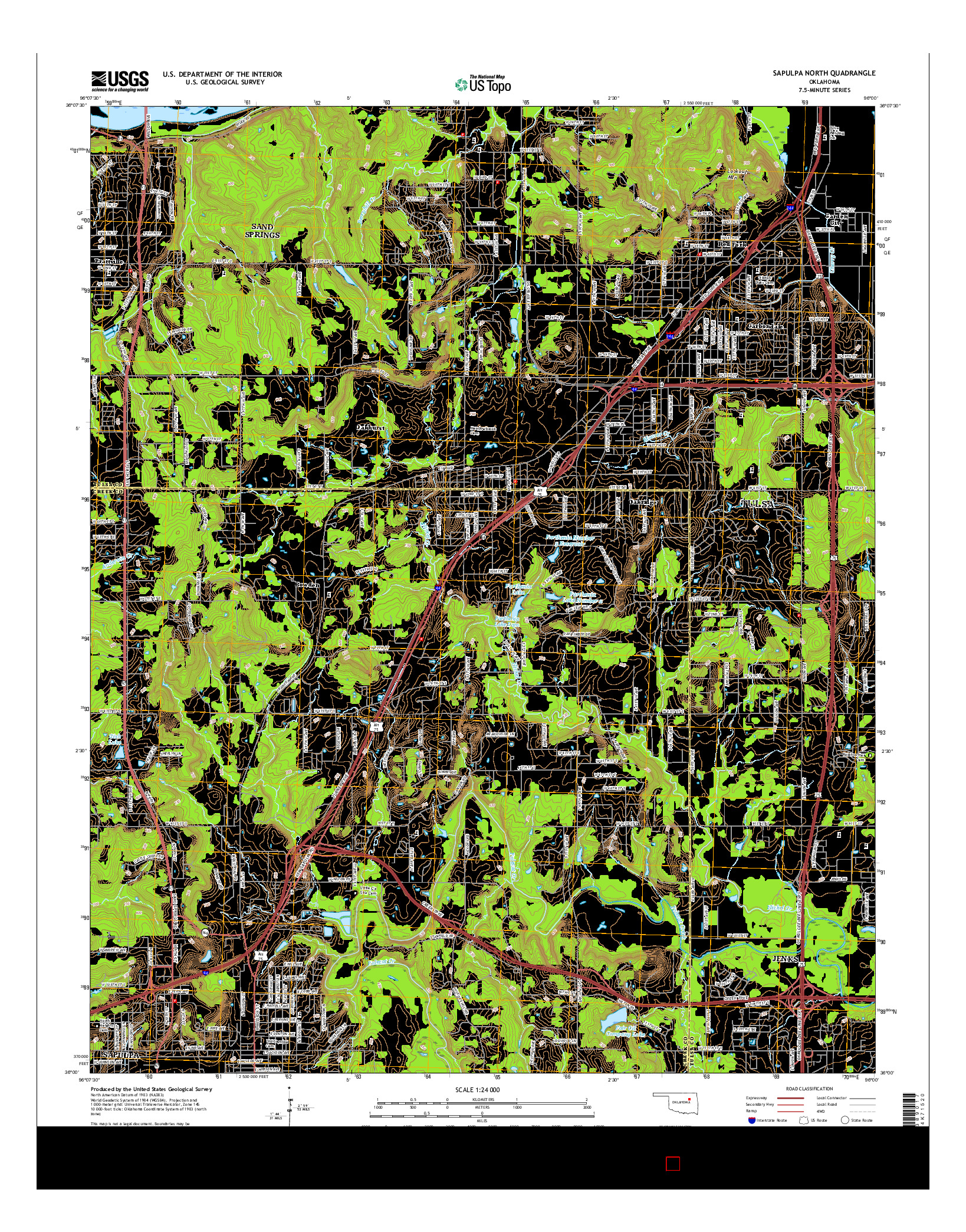 USGS US TOPO 7.5-MINUTE MAP FOR SAPULPA NORTH, OK 2016