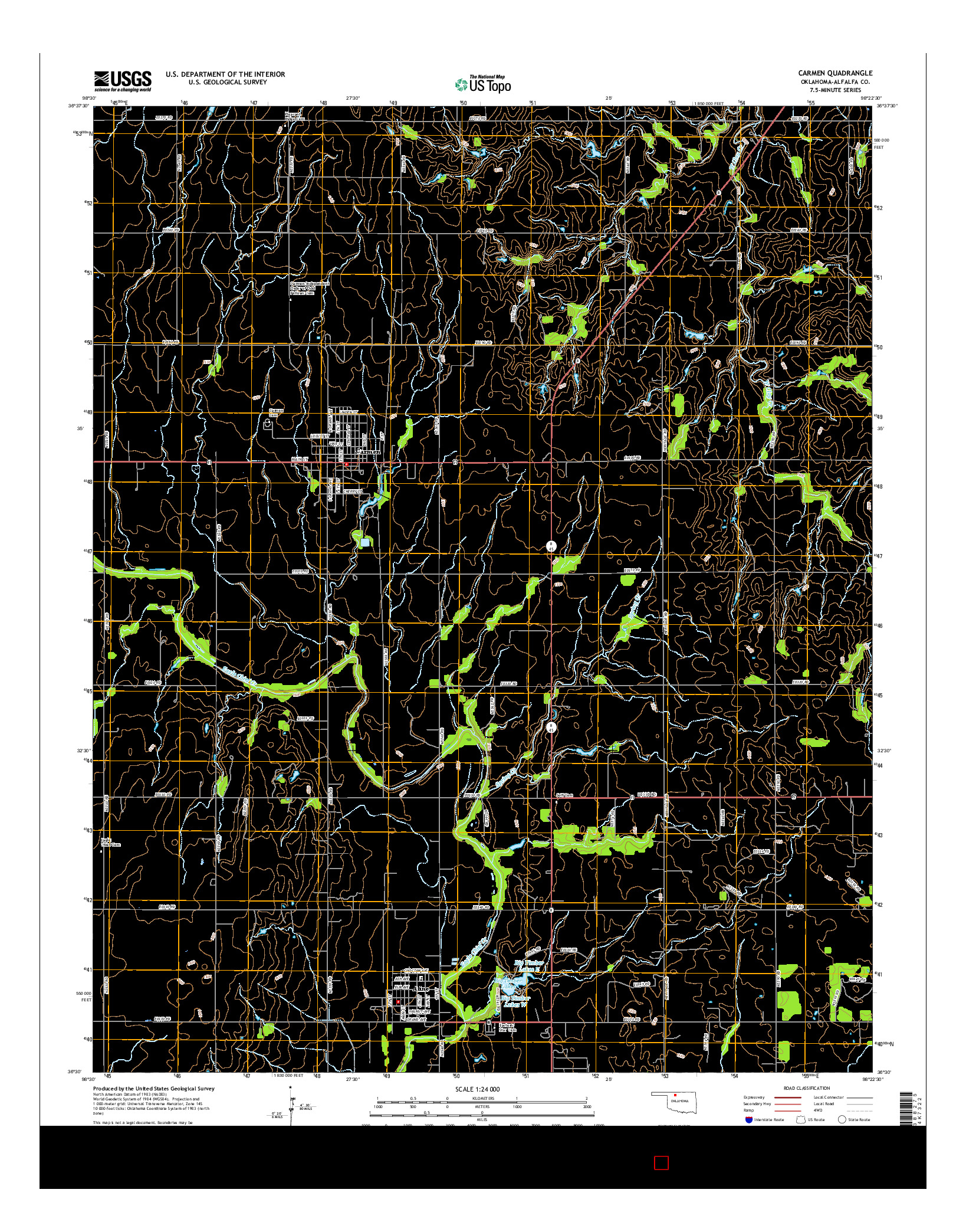 USGS US TOPO 7.5-MINUTE MAP FOR CARMEN, OK 2016