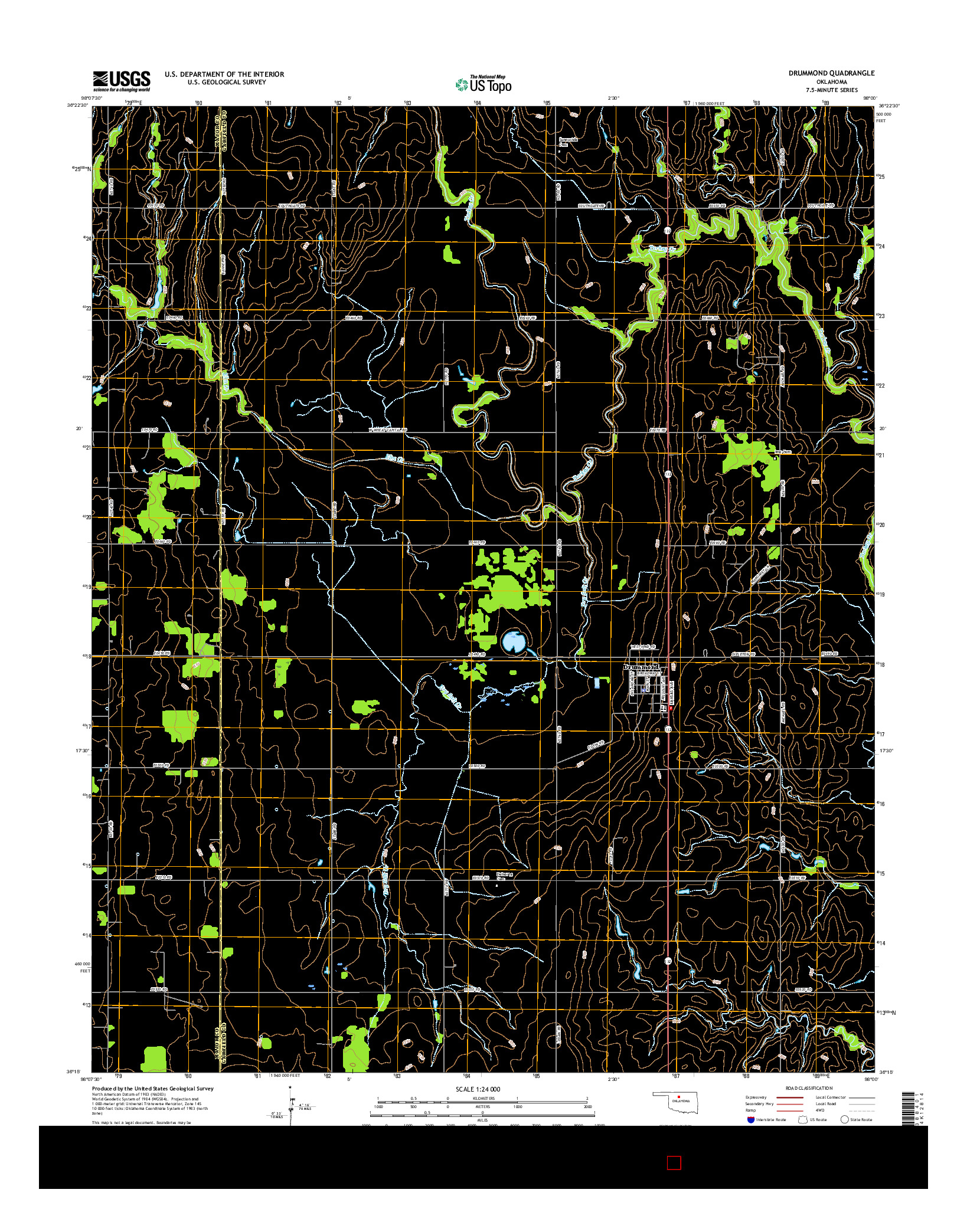 USGS US TOPO 7.5-MINUTE MAP FOR DRUMMOND, OK 2016