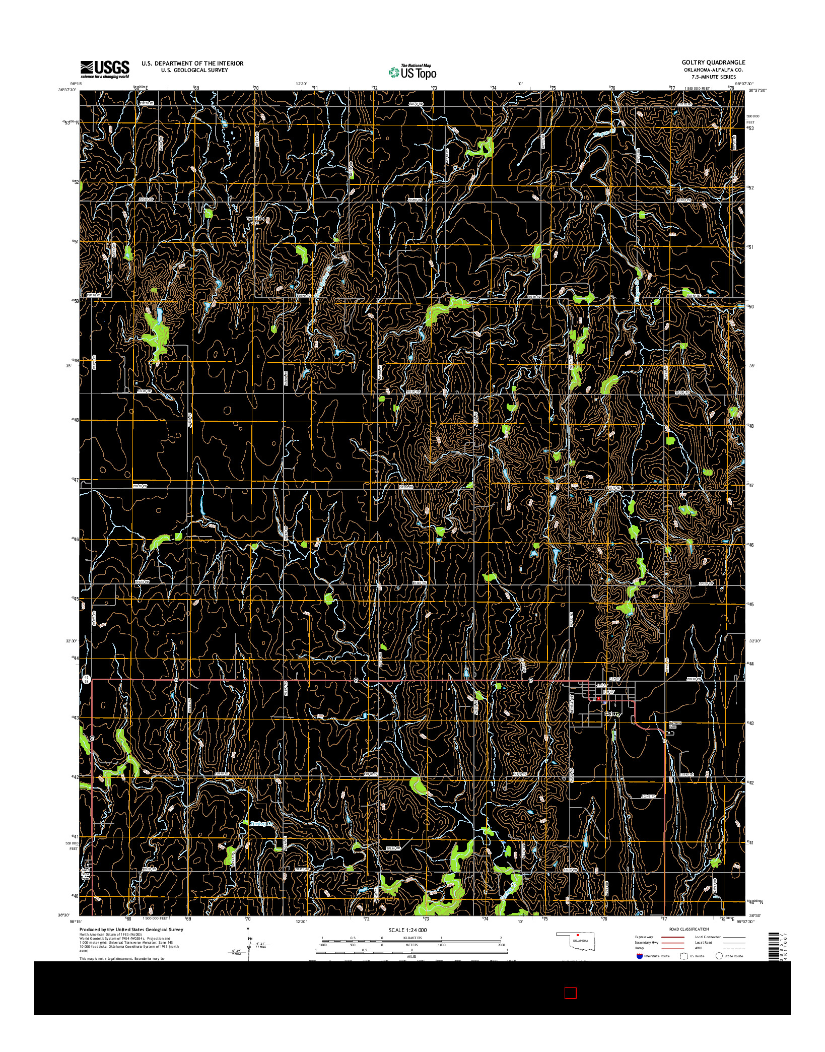 USGS US TOPO 7.5-MINUTE MAP FOR GOLTRY, OK 2016