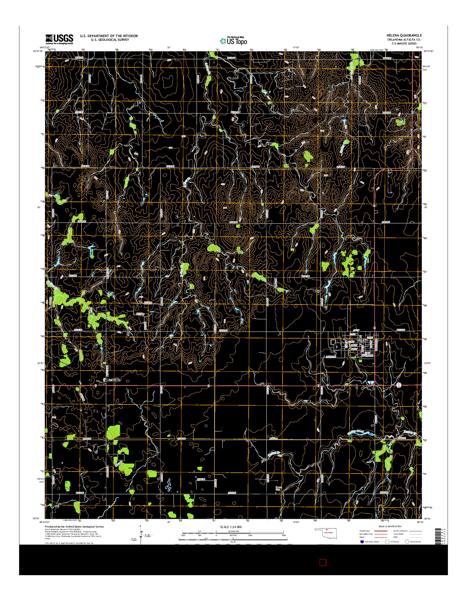 USGS US TOPO 7.5-MINUTE MAP FOR HELENA, OK 2016