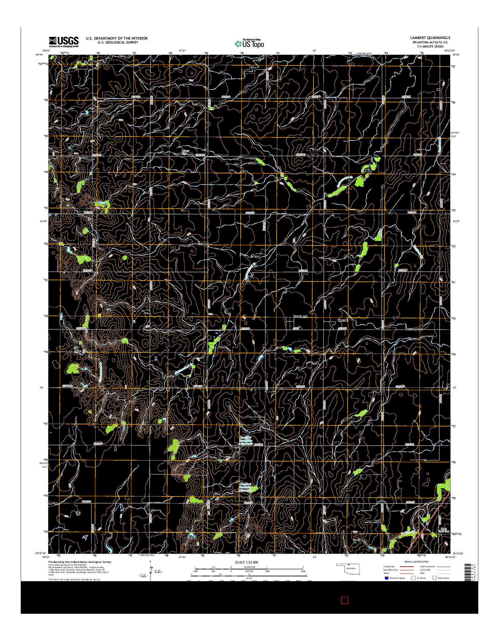 USGS US TOPO 7.5-MINUTE MAP FOR LAMBERT, OK 2016