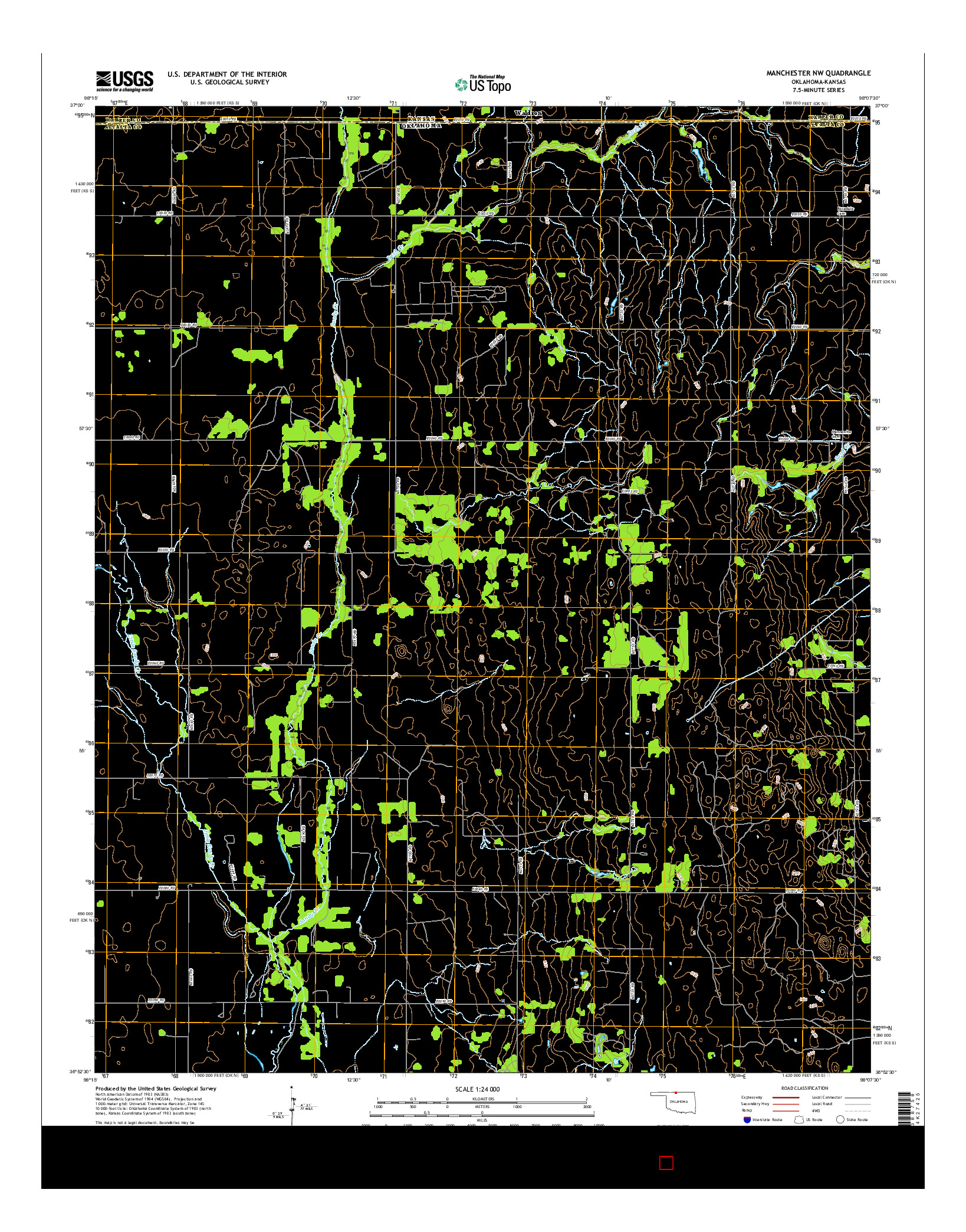 USGS US TOPO 7.5-MINUTE MAP FOR MANCHESTER NW, OK-KS 2016