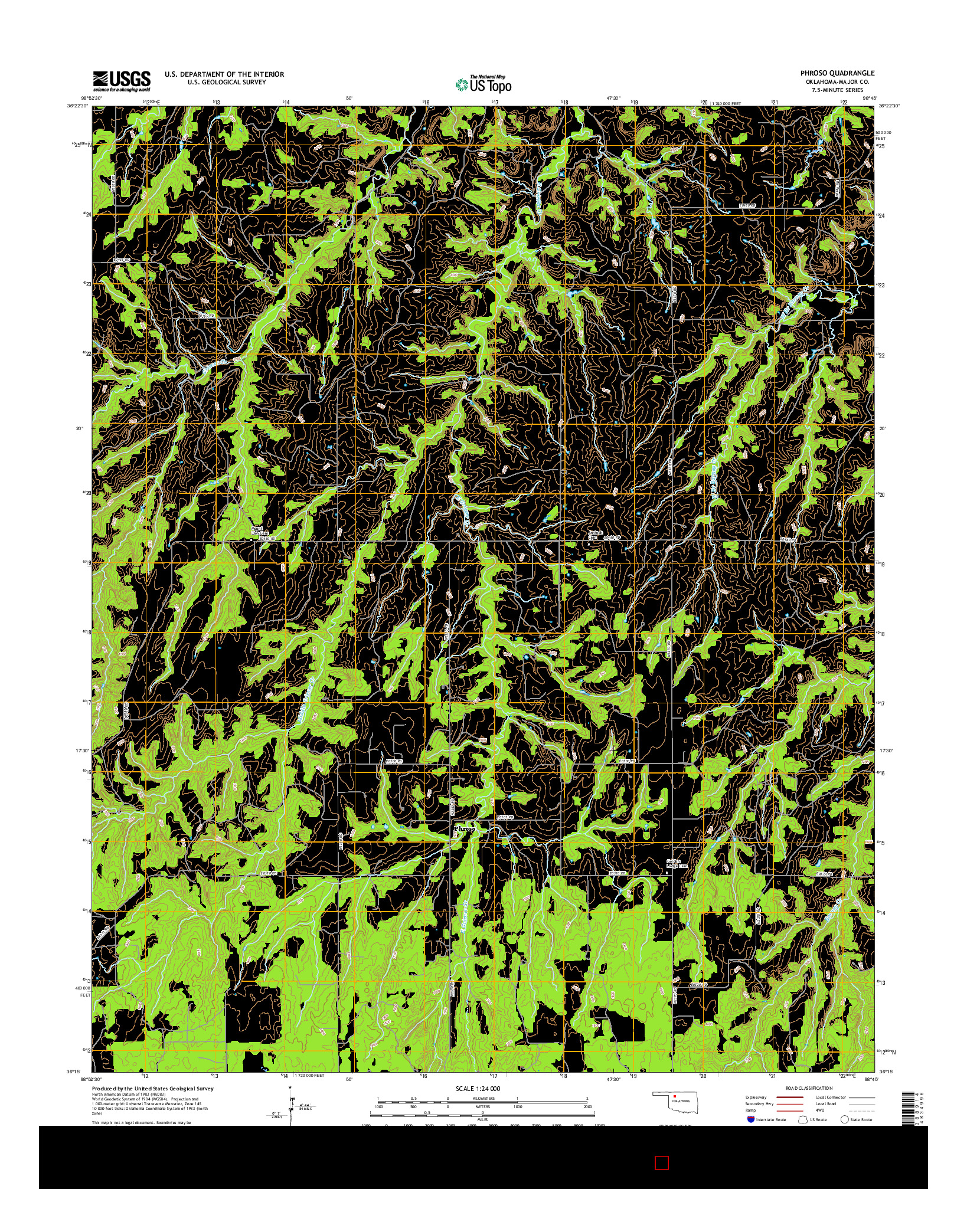 USGS US TOPO 7.5-MINUTE MAP FOR PHROSO, OK 2016