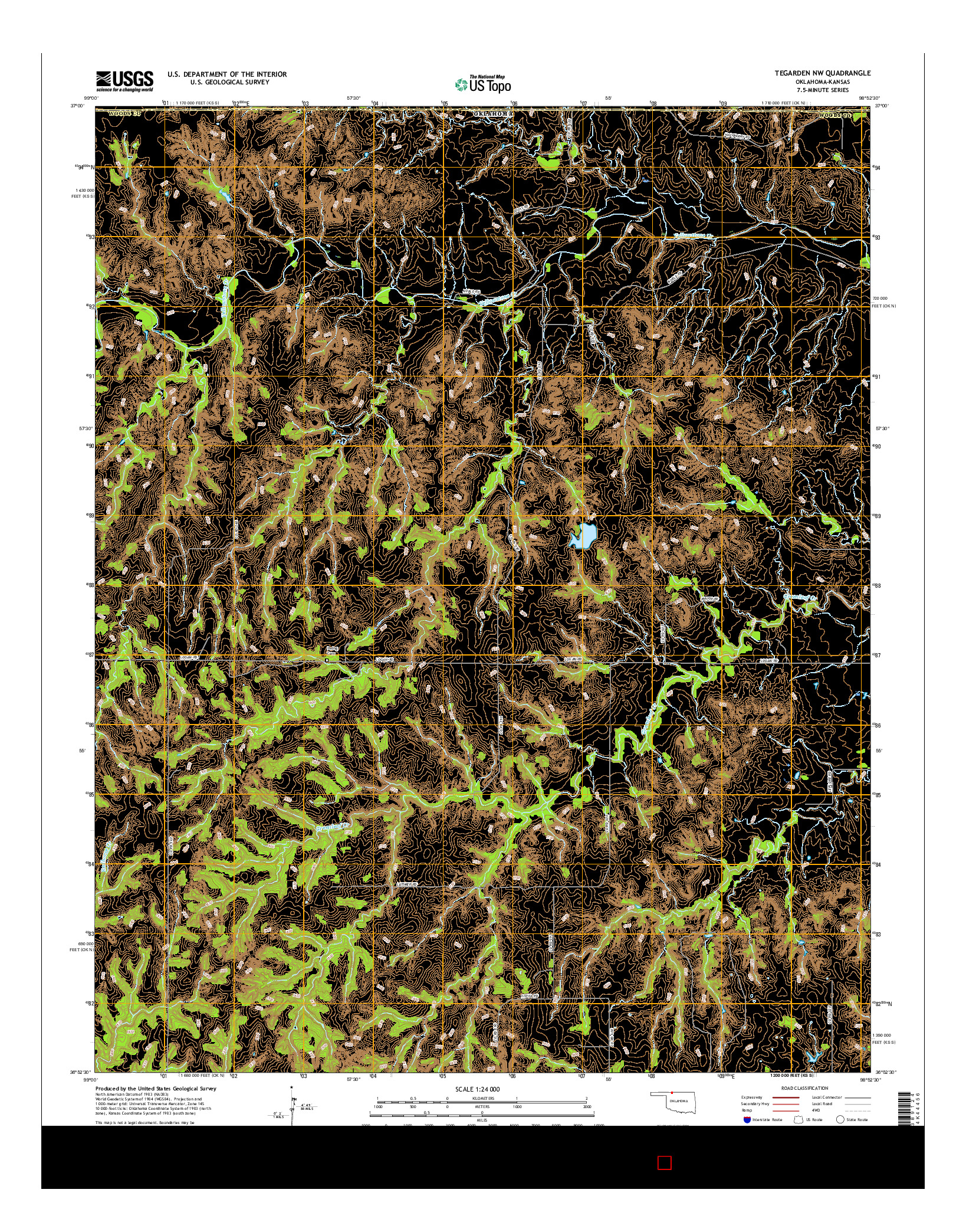 USGS US TOPO 7.5-MINUTE MAP FOR TEGARDEN NW, OK-KS 2016