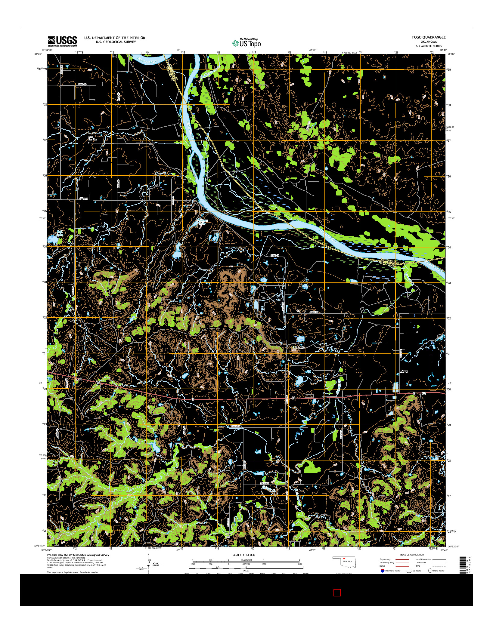 USGS US TOPO 7.5-MINUTE MAP FOR TOGO, OK 2016