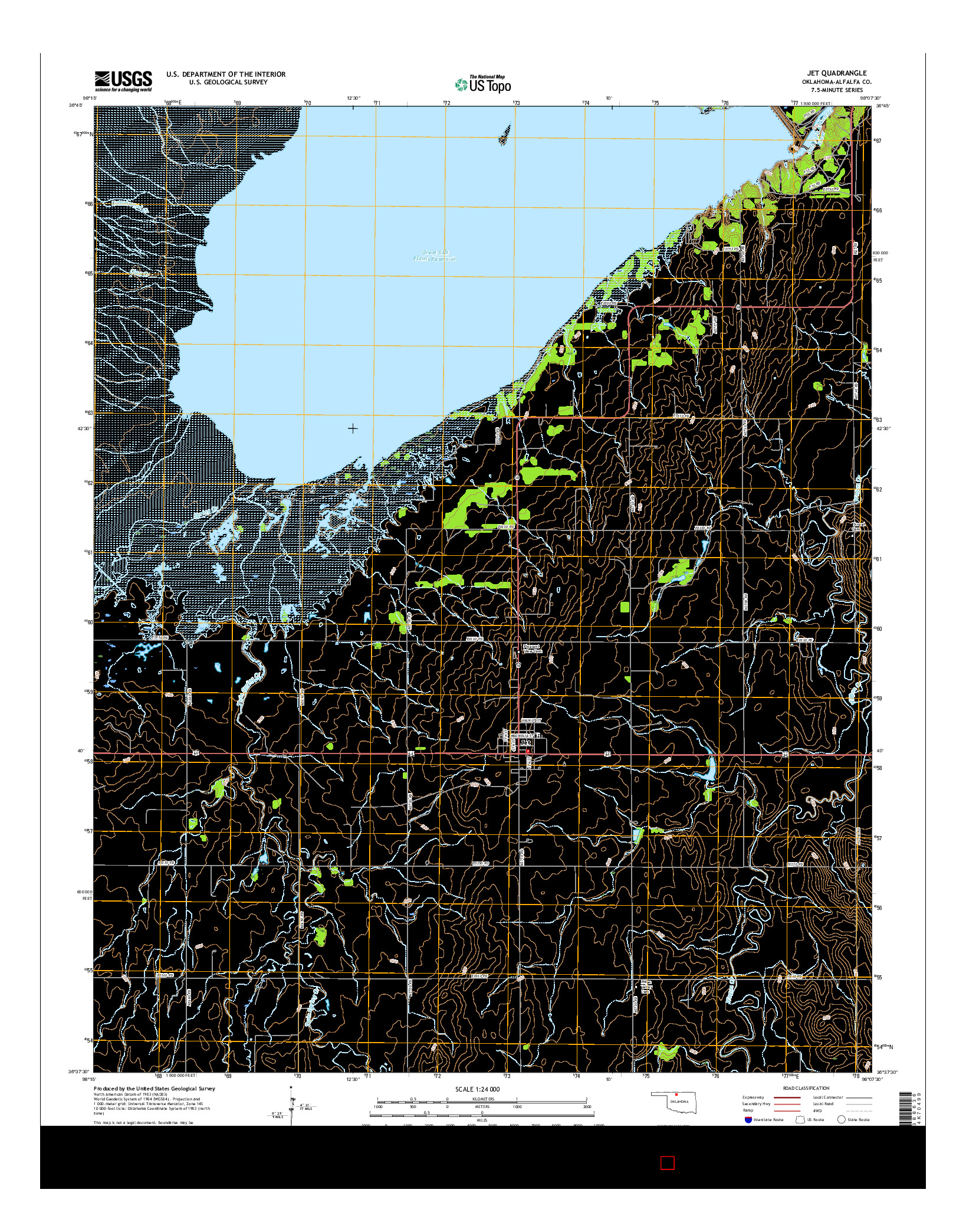 USGS US TOPO 7.5-MINUTE MAP FOR JET, OK 2016