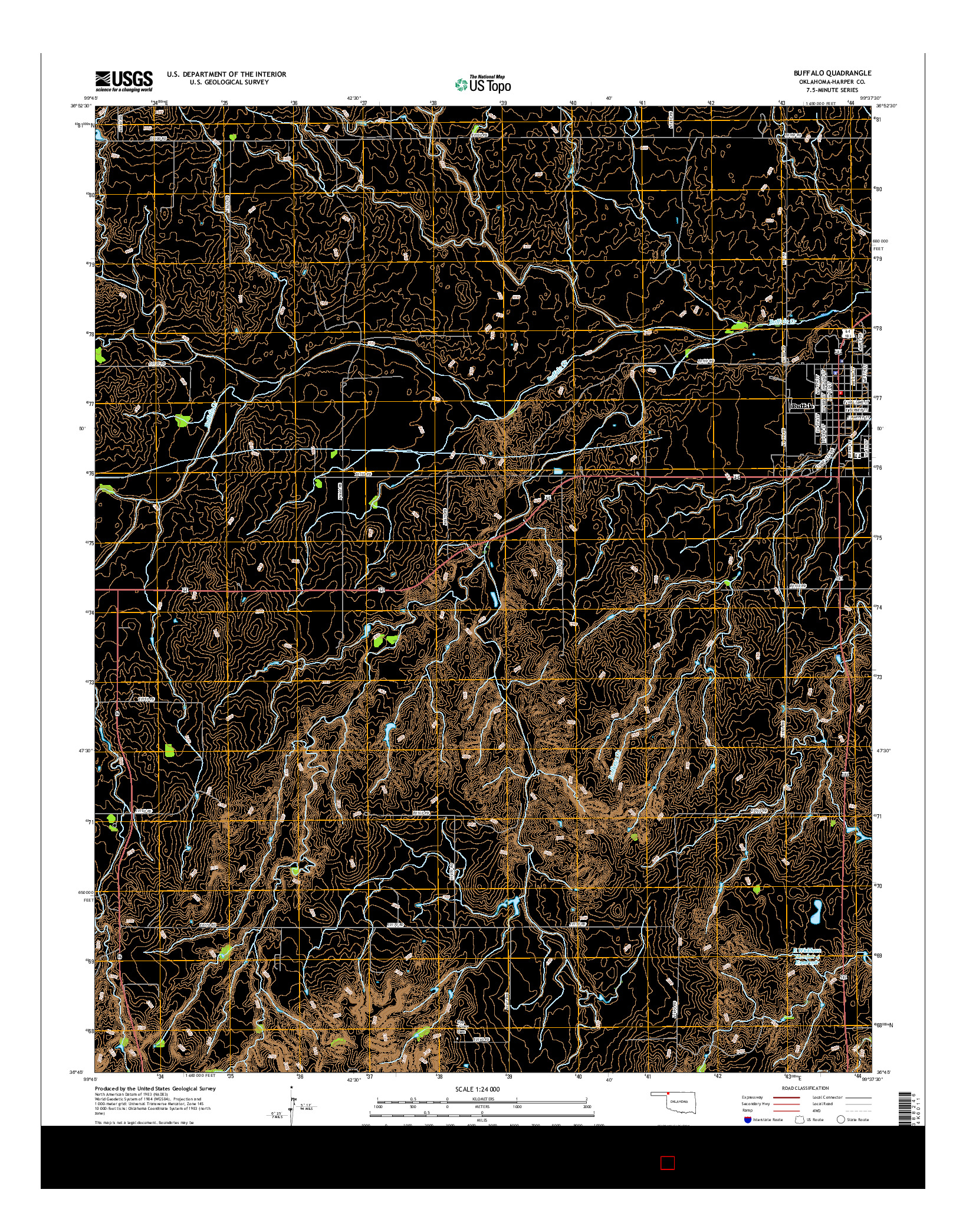 USGS US TOPO 7.5-MINUTE MAP FOR BUFFALO, OK 2016