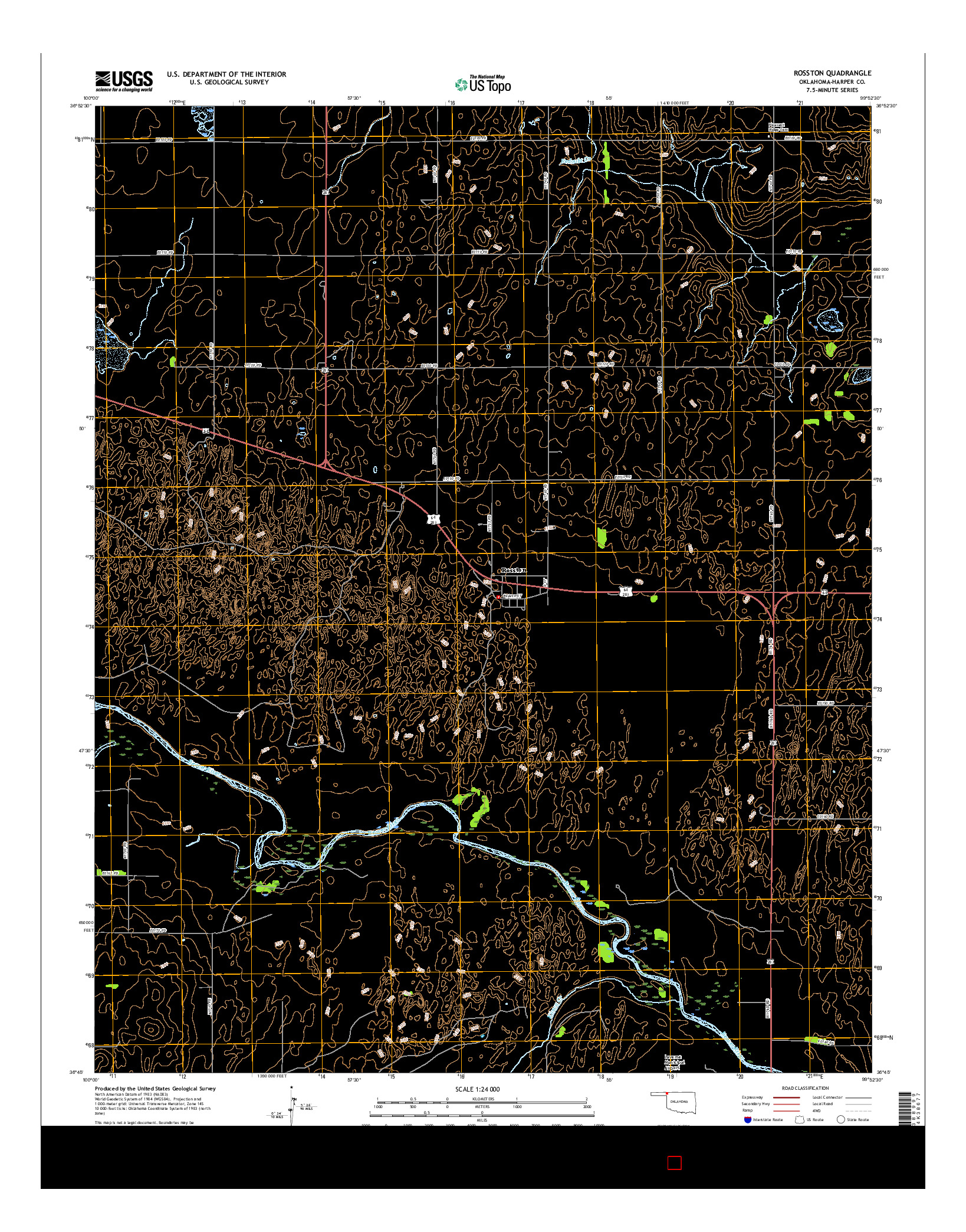 USGS US TOPO 7.5-MINUTE MAP FOR ROSSTON, OK 2016