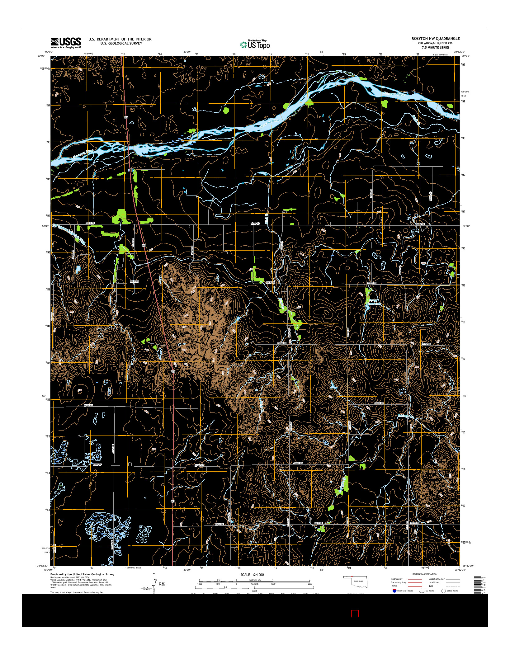 USGS US TOPO 7.5-MINUTE MAP FOR ROSSTON NW, OK 2016