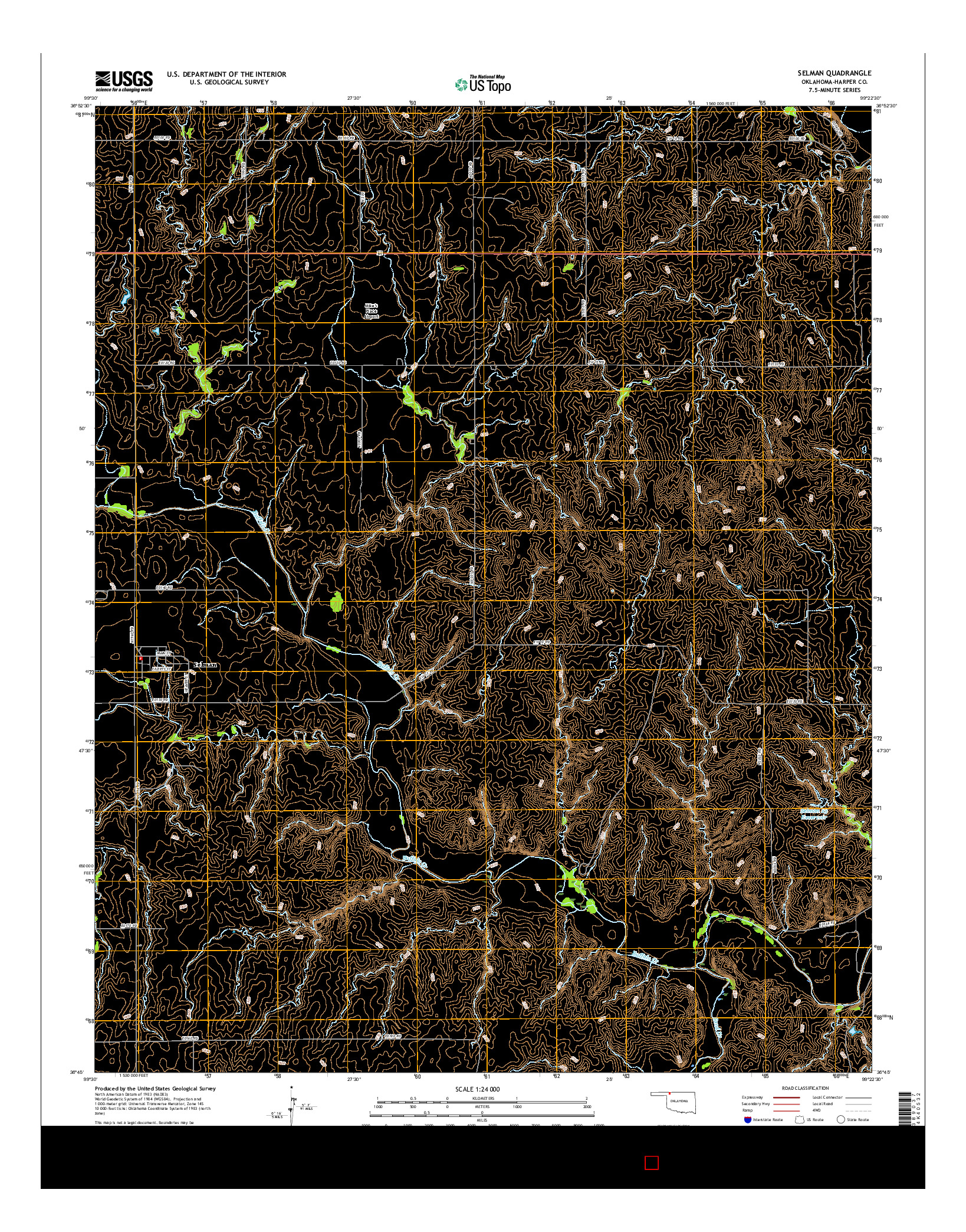 USGS US TOPO 7.5-MINUTE MAP FOR SELMAN, OK 2016