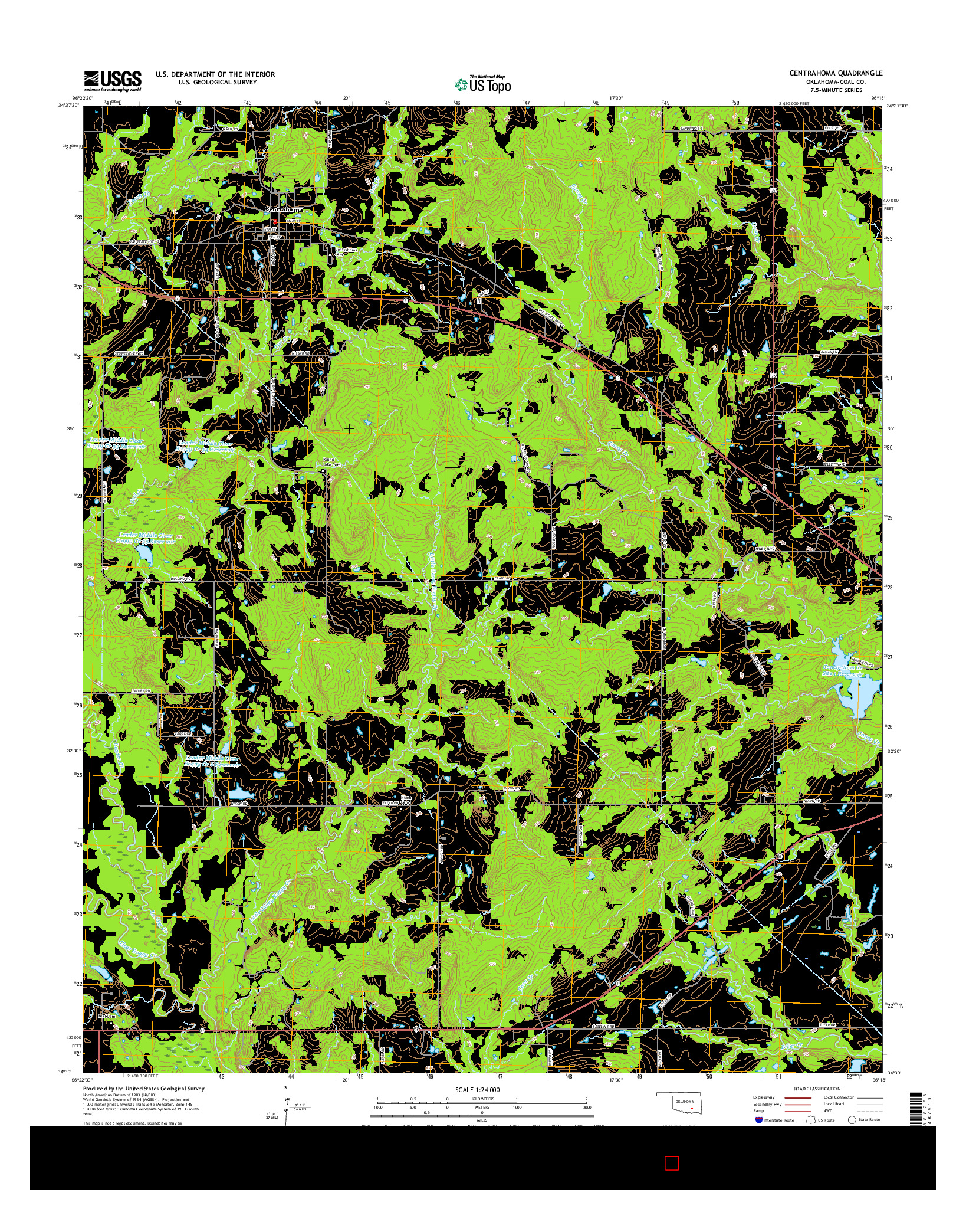 USGS US TOPO 7.5-MINUTE MAP FOR CENTRAHOMA, OK 2016